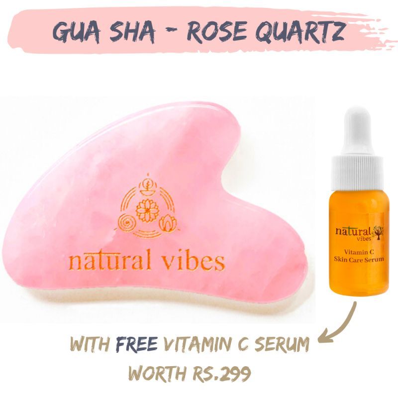 Natural Vibes Rose Quartz Gua Sha Face Massager + Vitamin C Serum Buy