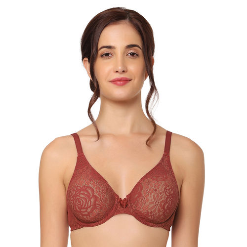 Wacoal Halo Lace Non-Padded Wired 3/4Th Cup Lace Everyday Comfort Bra - Red  (38E)