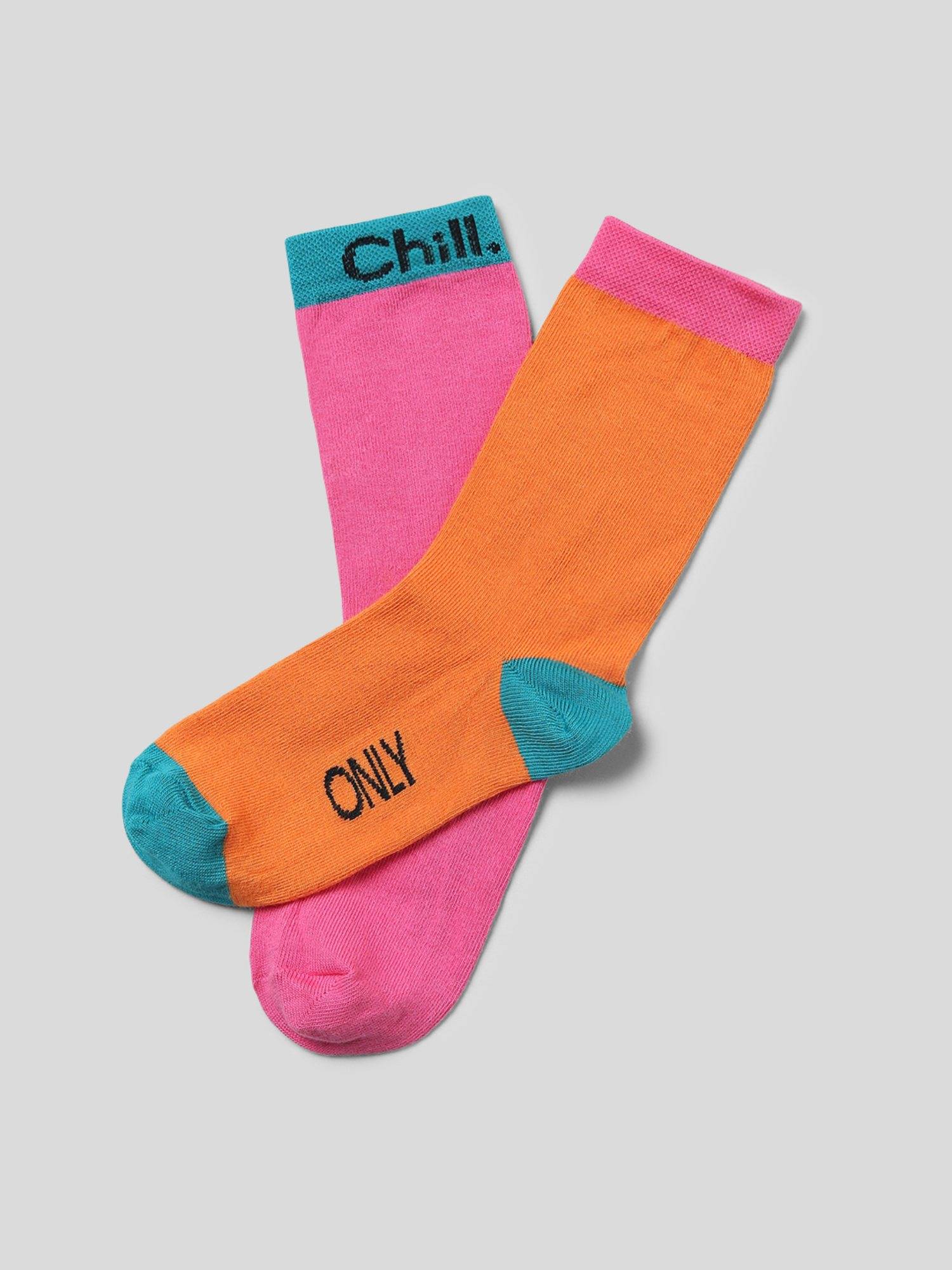 ONLY Womens Typography Regular Fit Multi-Color Socks (Pack of 2)