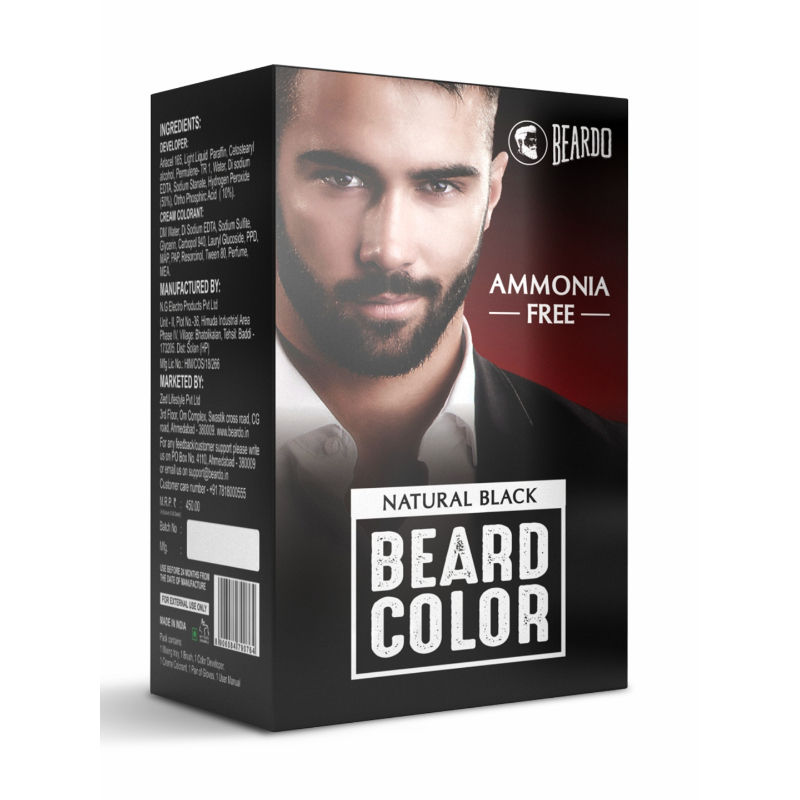 Beardo Beard Color For Men - Natural Black Color for Men | Long Lasting | No Ammonia | No Staining