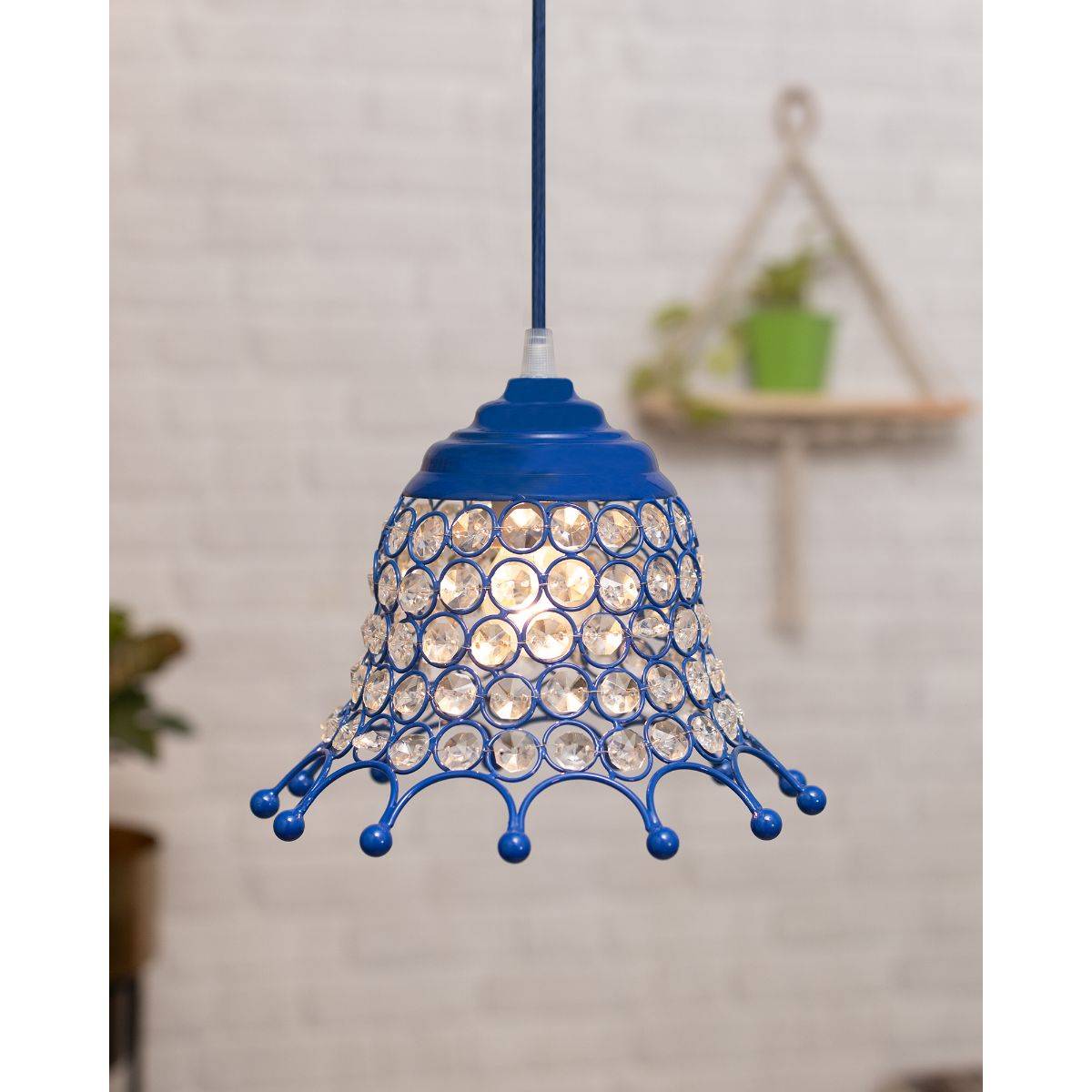 Homesake Blue Crystal Hanging Umbrella Light
