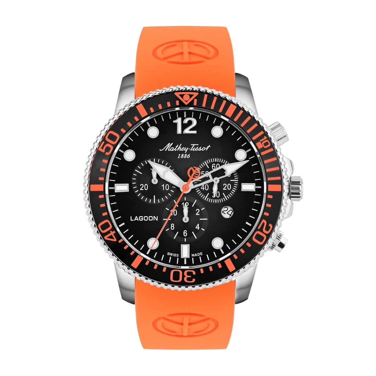 時計 Buy Mathey-Tissot Swiss Made Lagoon Chronograph Quartz Black Dial