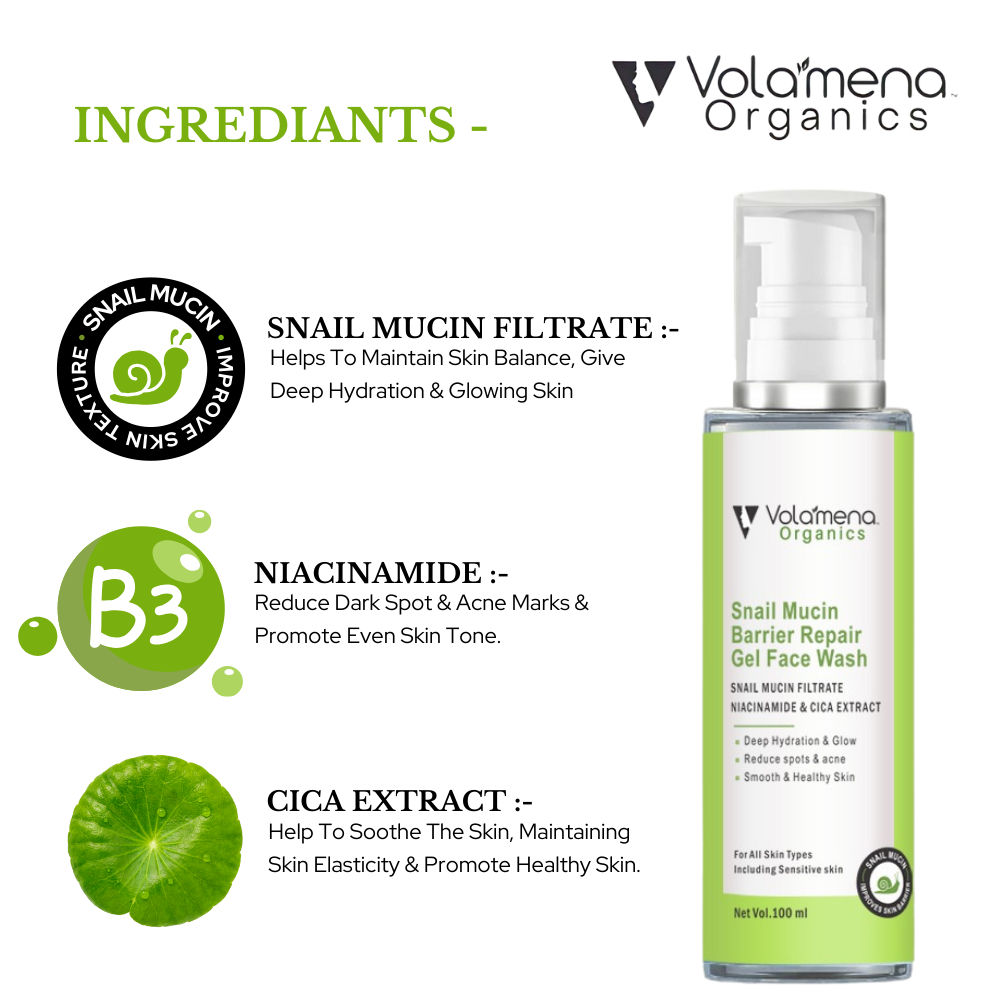 Buy Volamena Snail Mucin Barrier Repair Gel Face Wash Online