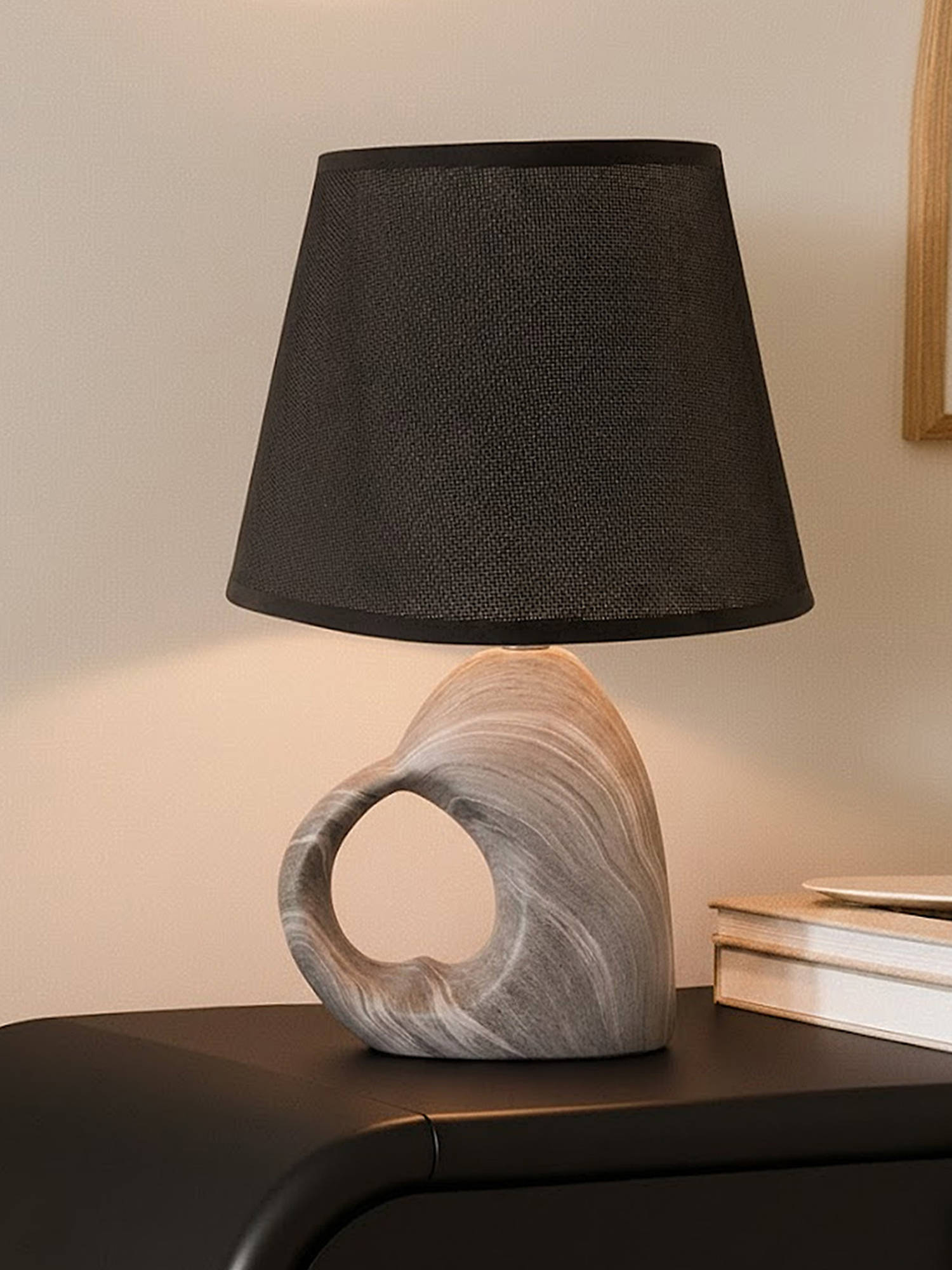 Aarvi Decor Black Open Heart Ceramic Table Lamp