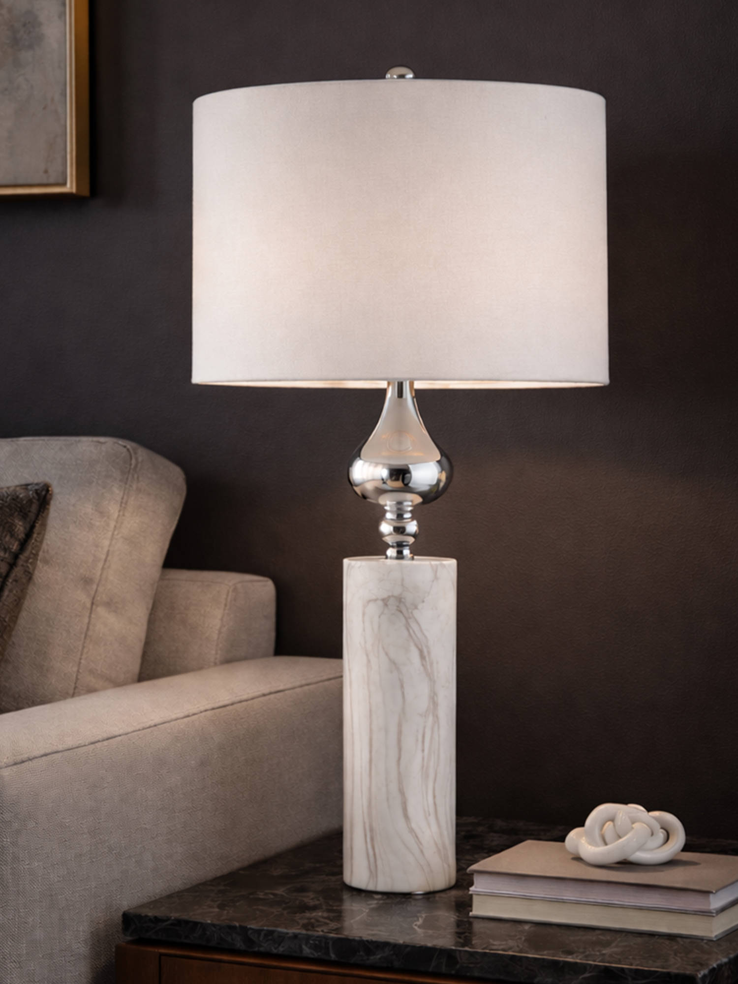 Aarvi Decor White Marble Decorative Elegance Lamp
