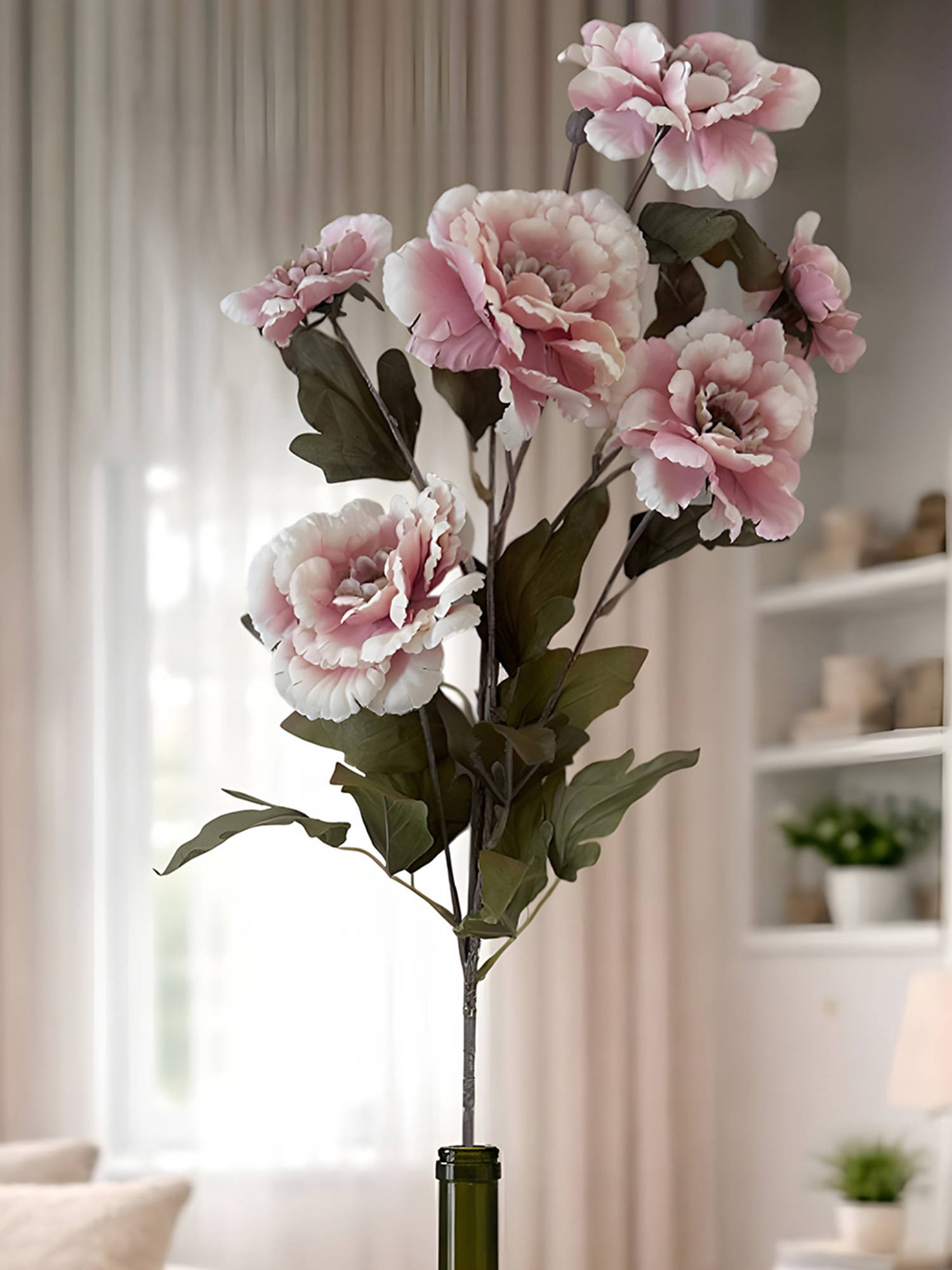 Aarvi Decor Pink Peony Silk Stem Single Stem Flower
