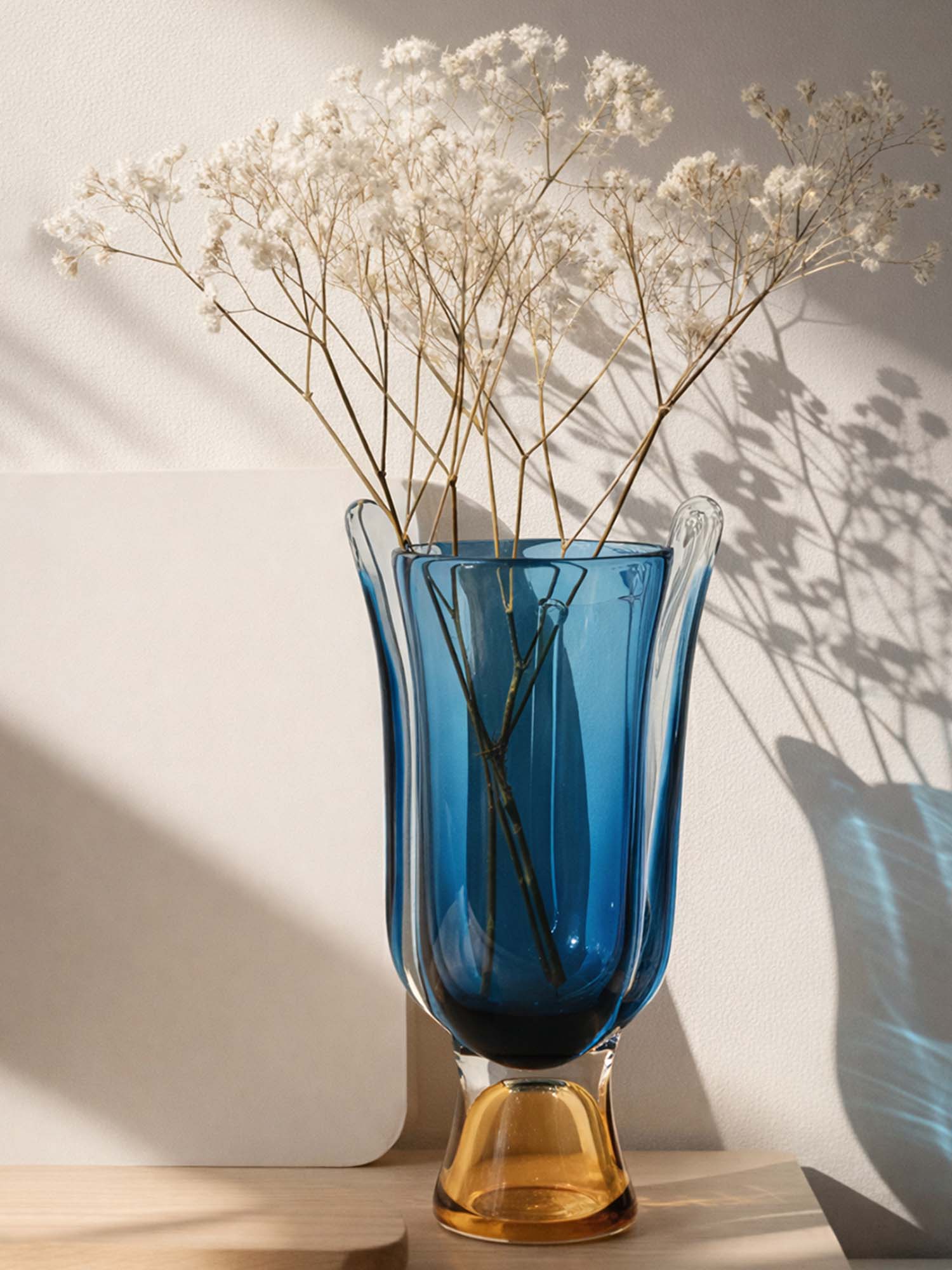 Aarvi Decor Ocean Horizon Blue Transparent Glass Vase