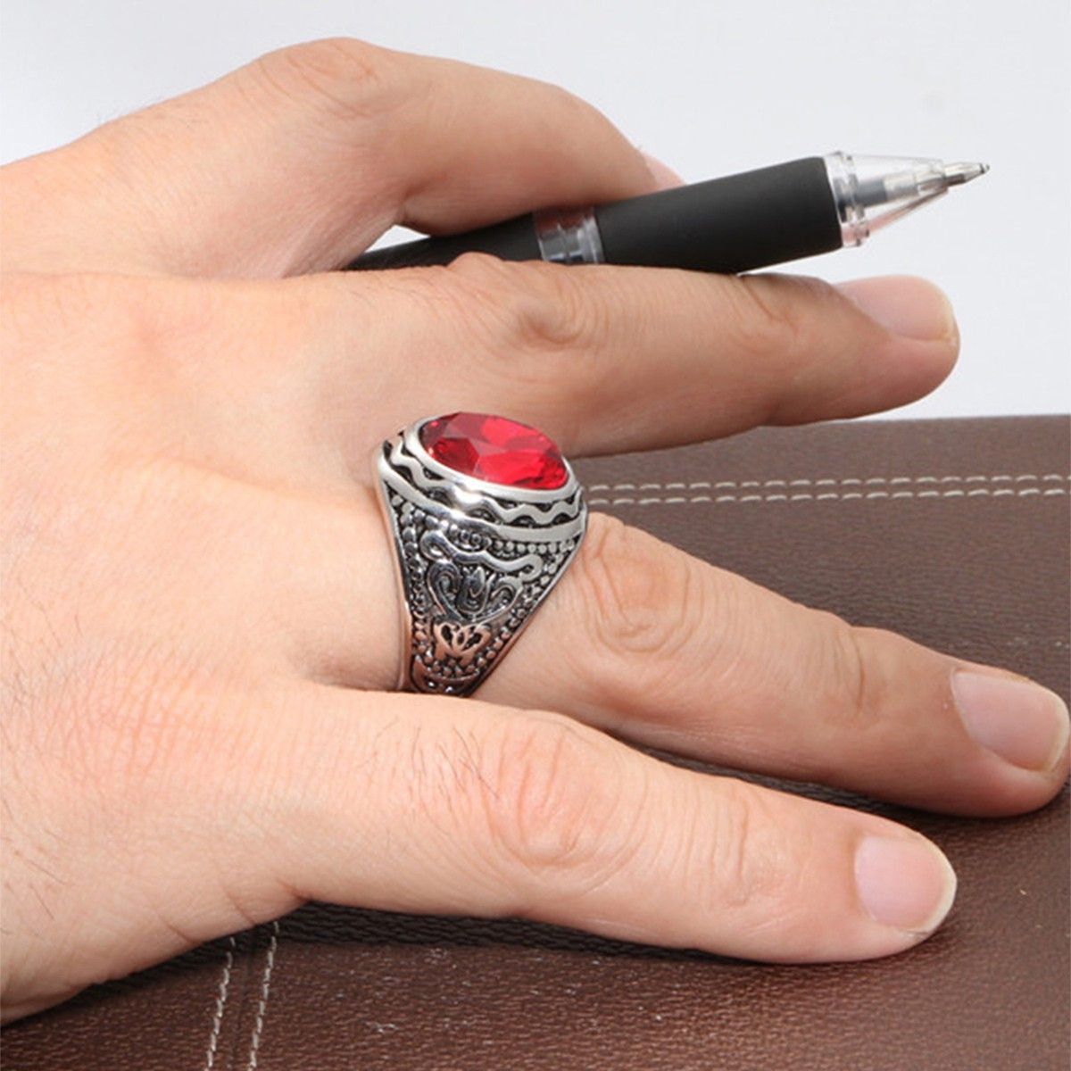 Bulk-buy Fashion Stainless Steel White Stone Ring Designs for Men price  comparison