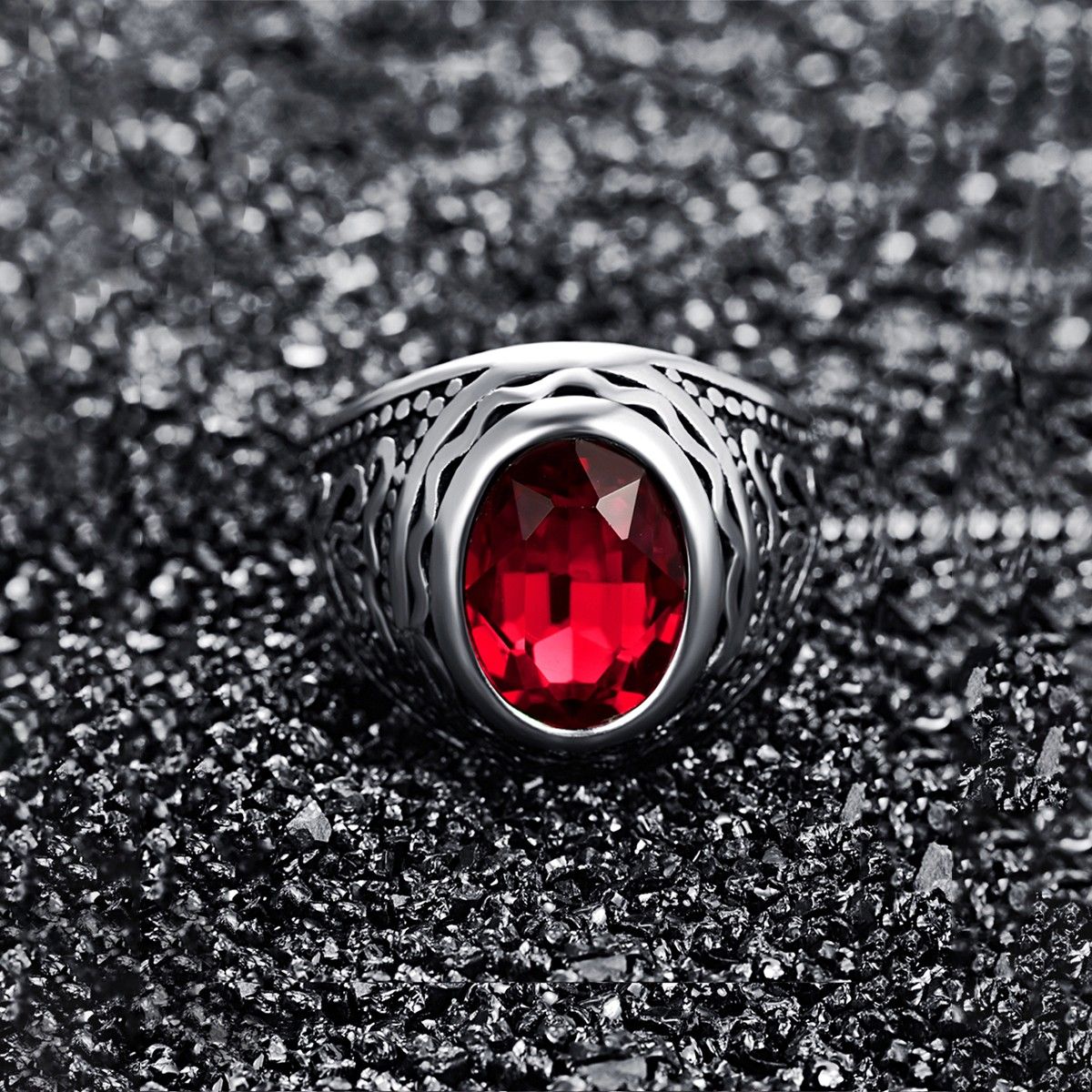 925 Sterling Silver Red Zircon Stone Sides Mini Red Zircon Stone Decorated  Master Workmanship Hand Carved Spectacular Shiny Men's Ring Accessory  Jewelry (7)|Amazon.com