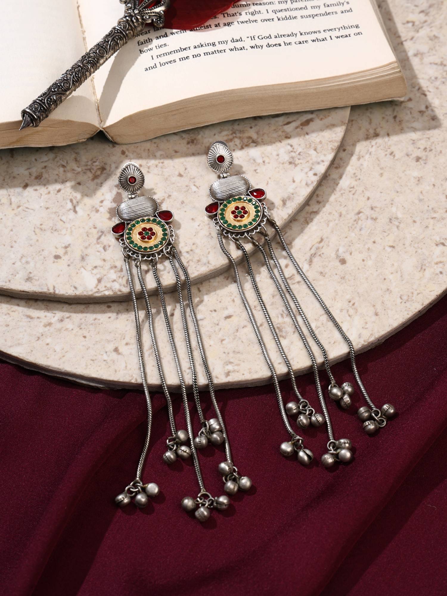 VENI 92.5 Silver Plated Oxidized Earrings