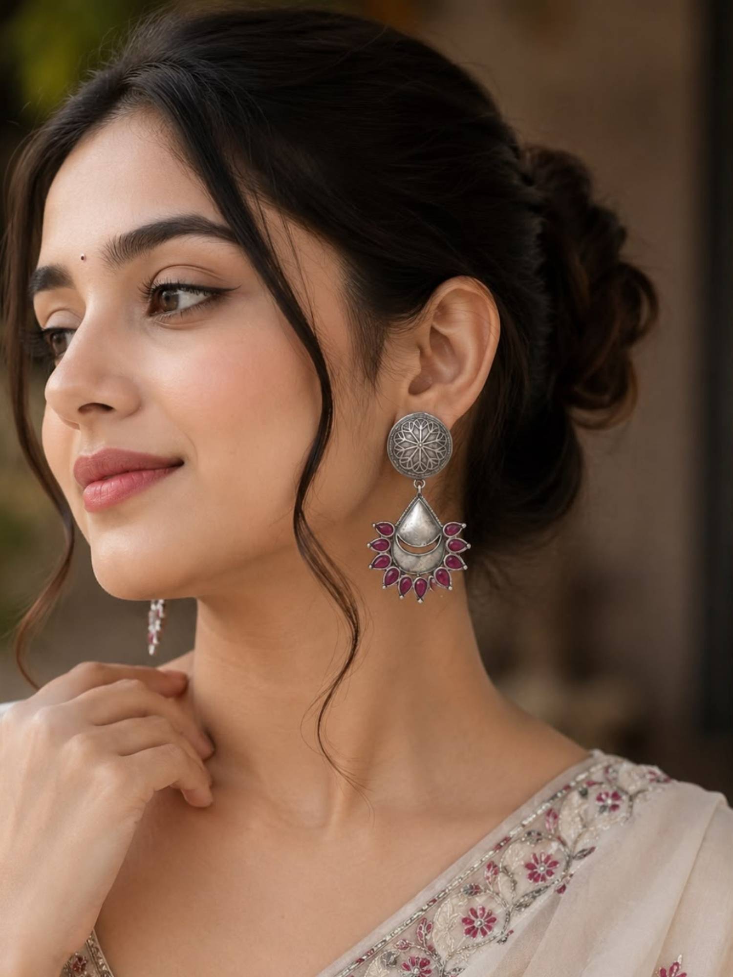 VENI 92.5 Silver Plated Oxidized Earrings