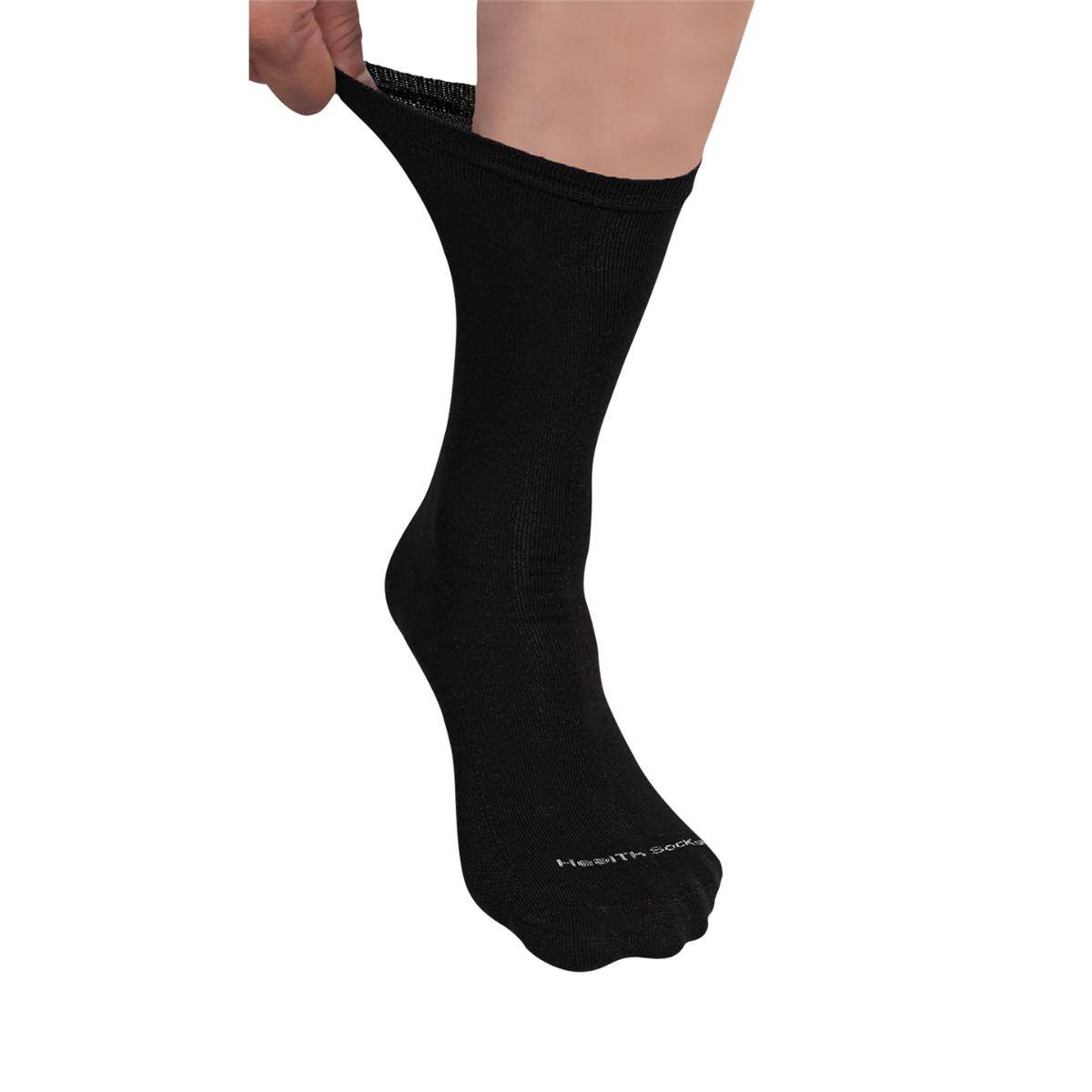Footprints Organic Cotton Crew Length Bamboo Diabetic Socks - Black