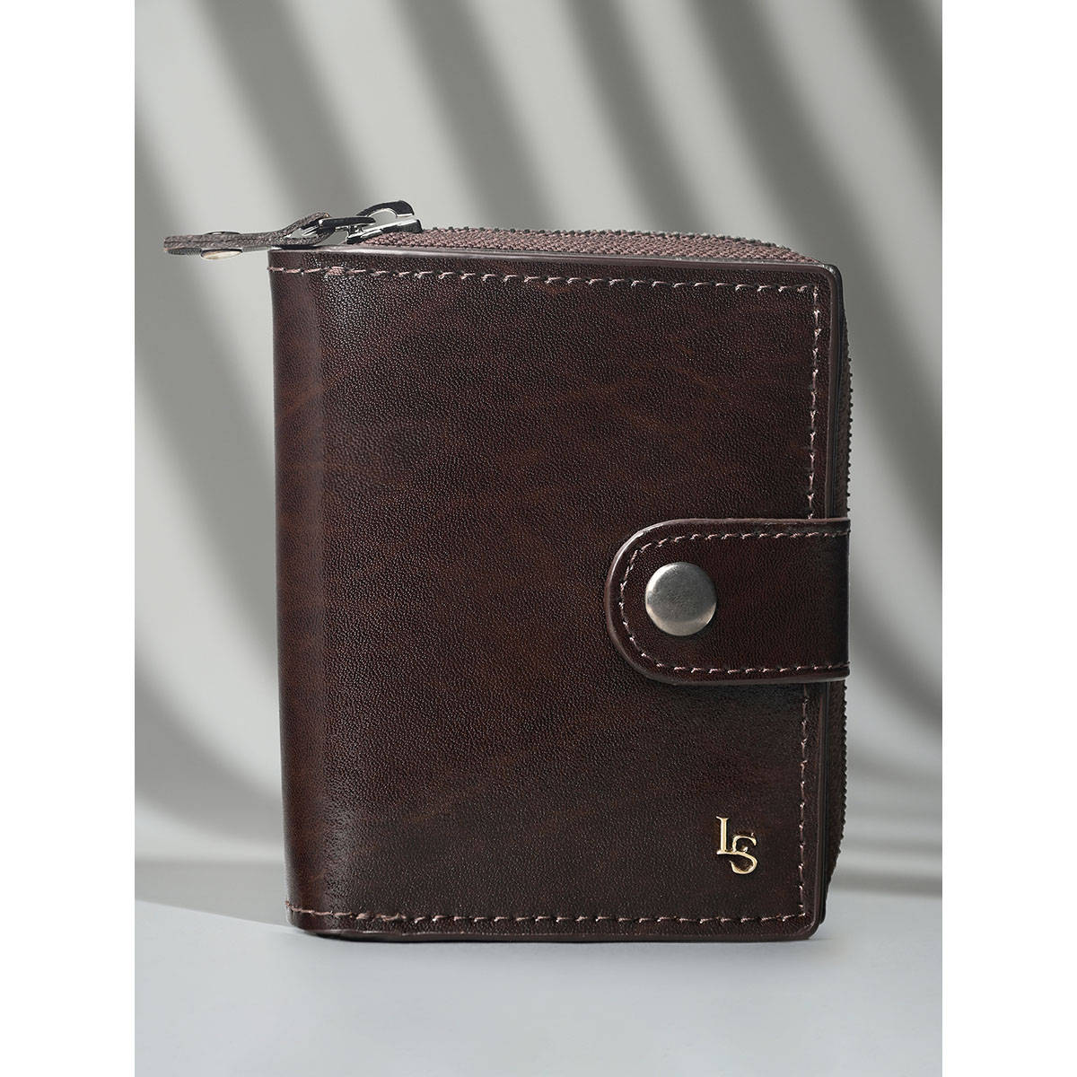Louis Stitch Men Brunette Brown Spanish Leather Bifold Wallet