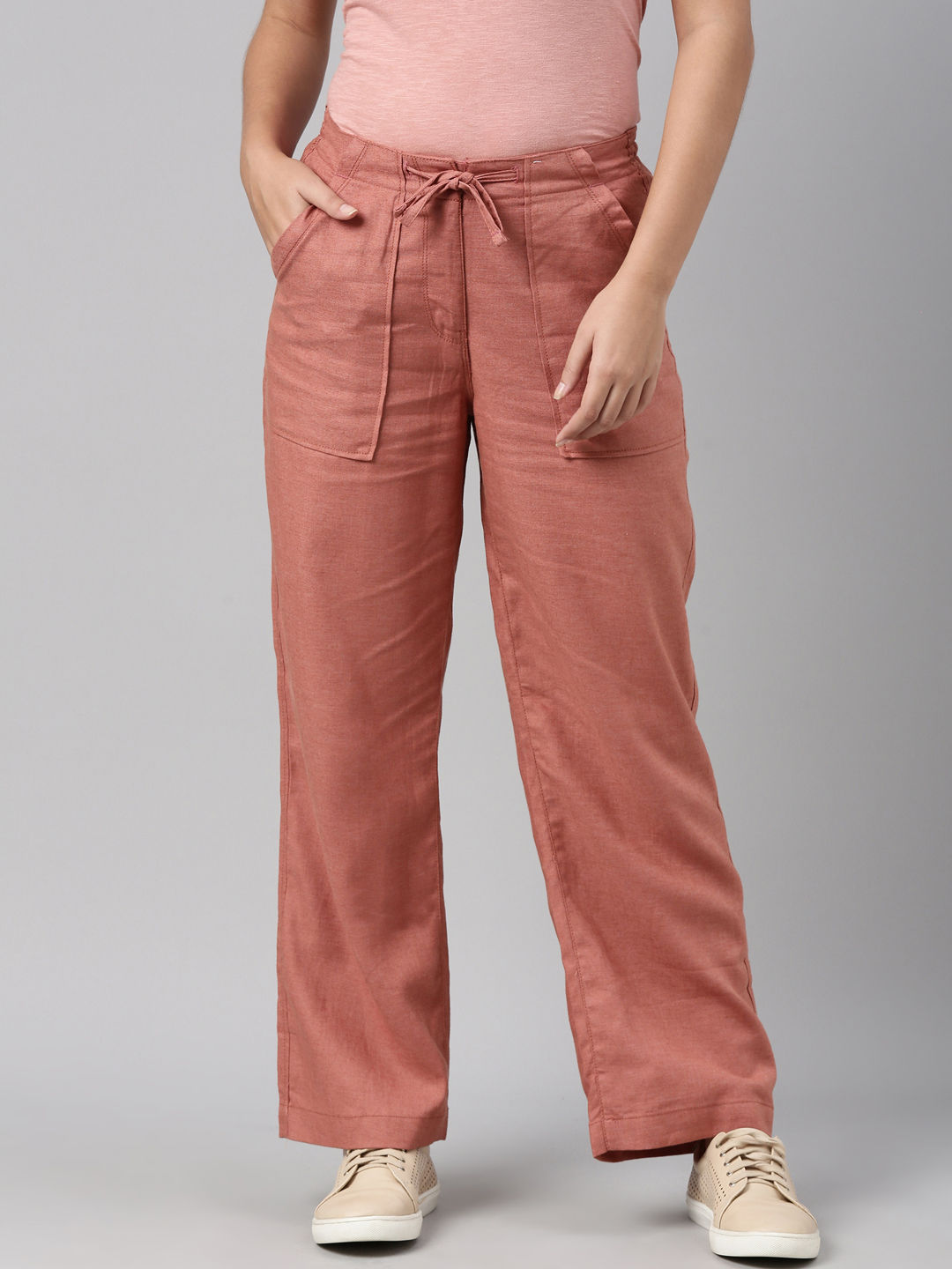 Buy Go Colors Women Brown Linen Pants (XXL) Online at Best Prices in India  - JioMart.