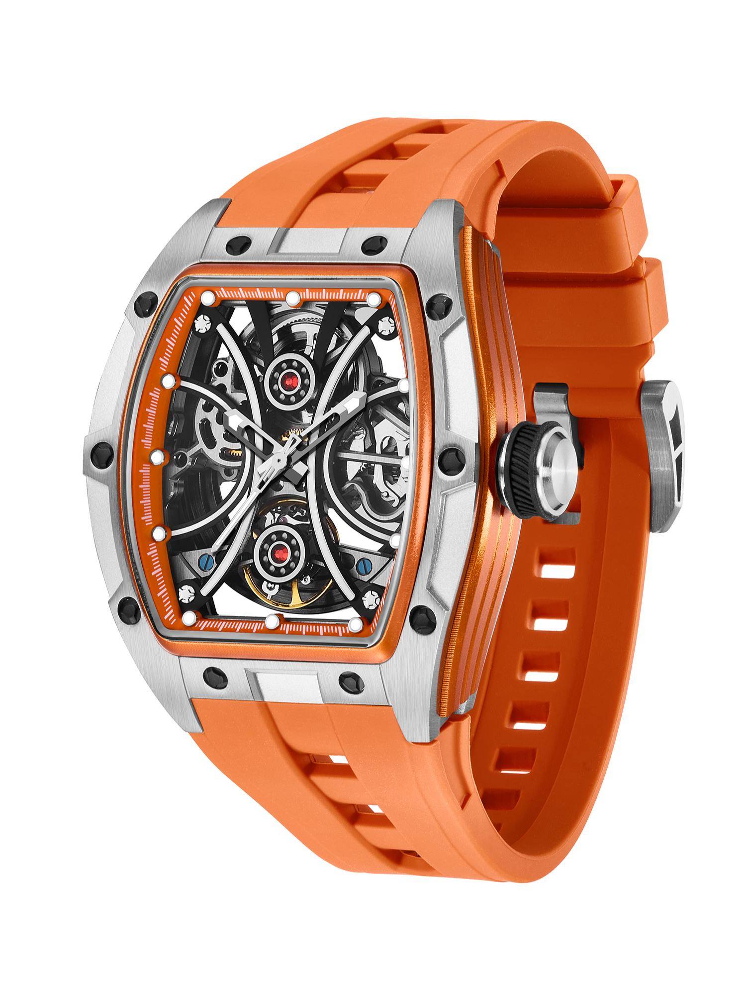 French Connection Men Automatic Orange Dial Analog Watch - FCA49O (M)