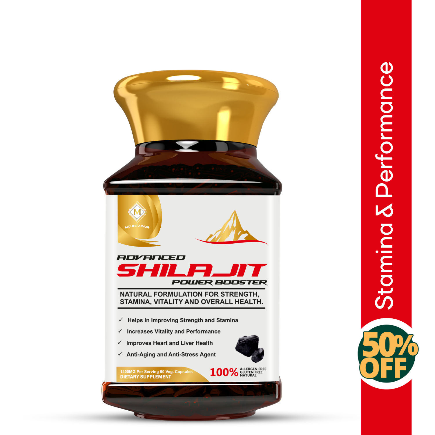 MOUNTAINOR Pure Himalayan Shilajit Ayurvedic Max Strength - Tested & Safe