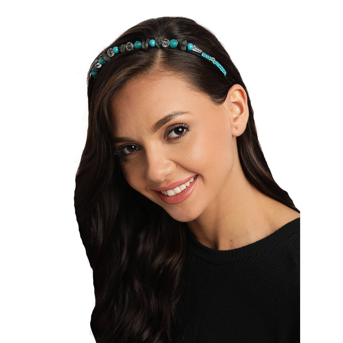 Anekaant Turquoise & Multi Mosaic Metal Hair Band