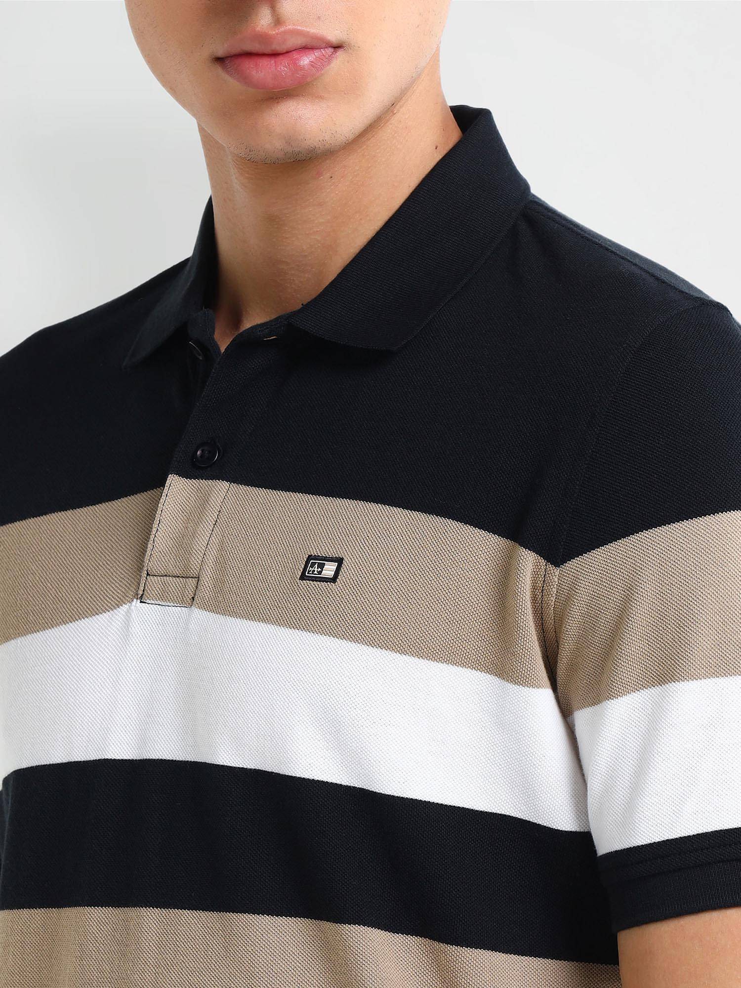 Buy Arrow Men's Beige Colorblock Polo T-Shirt Online
