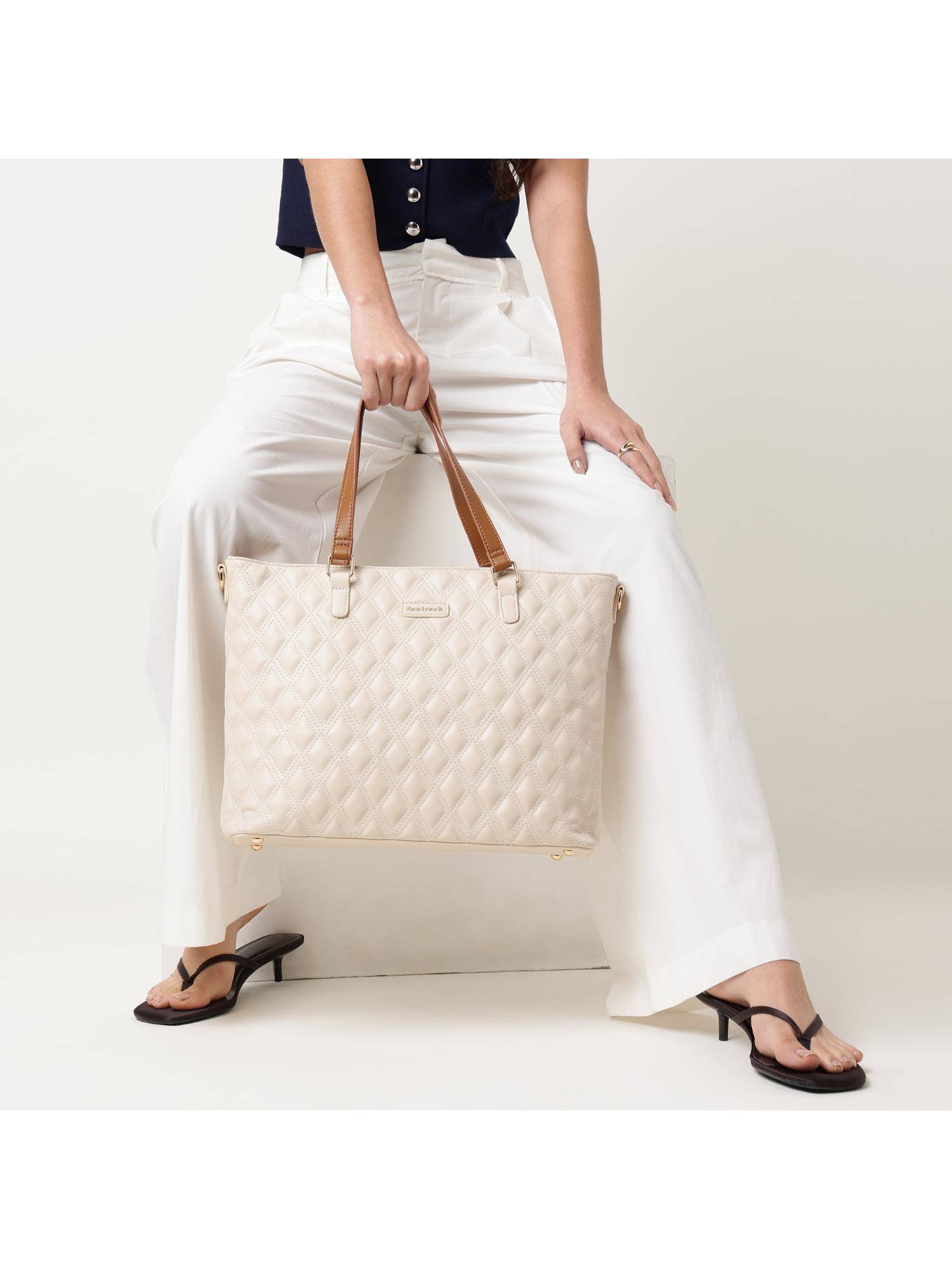 Fastrack Quilted Crush Laptop Tote Bag With Detachable Strap