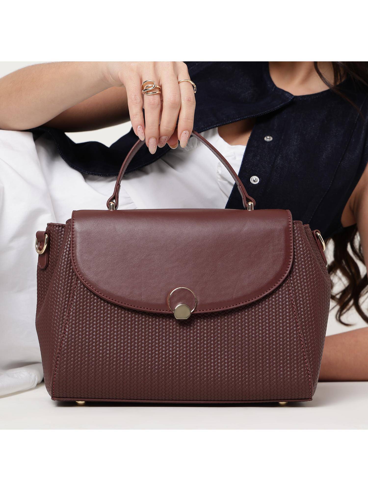 Fastrack Twine Charm Satchel Bag With Detachable Strap - Brown