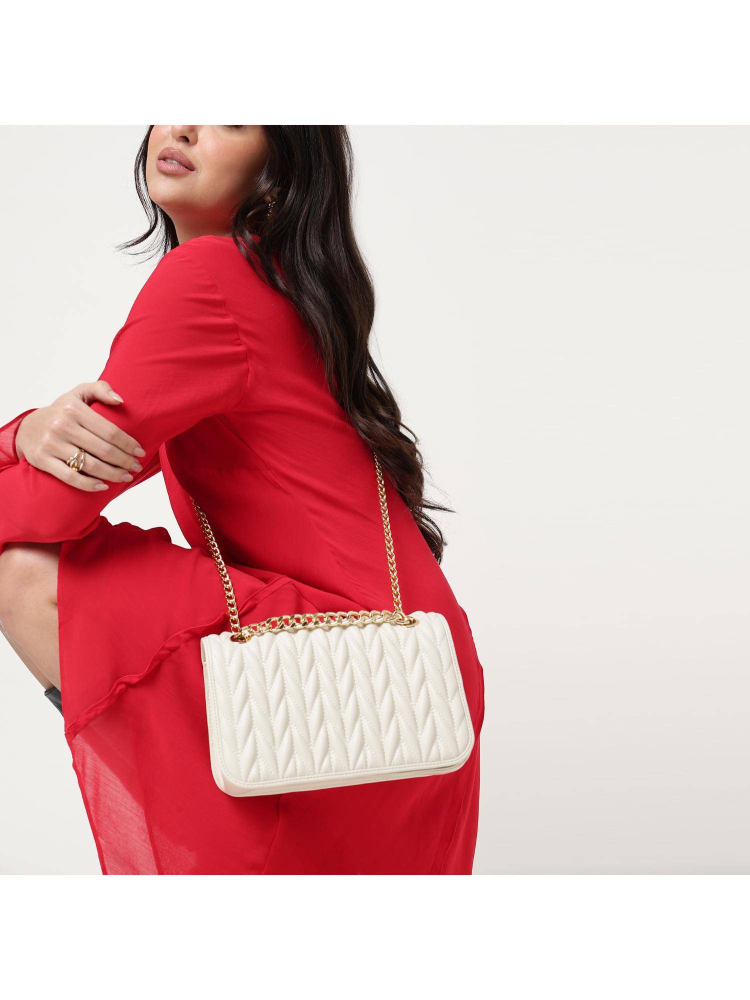 Fastrack Quilt Grid White Sling Bag
