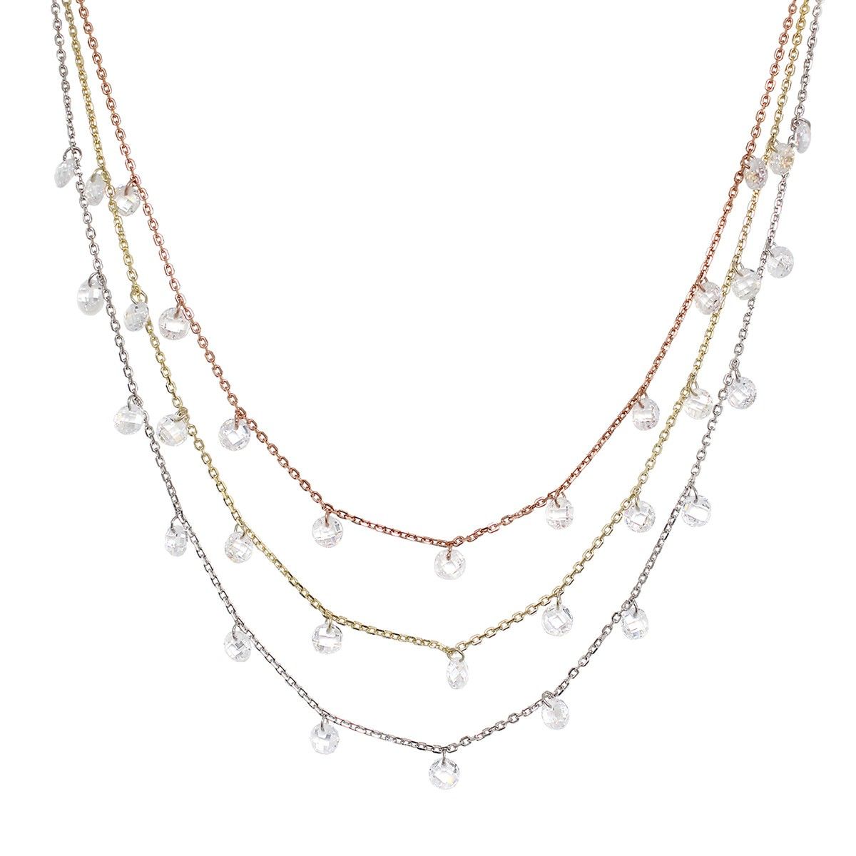 Buy GIVA Multi-Tone Triple Layered Queens Necklace With Sterling Silver ...