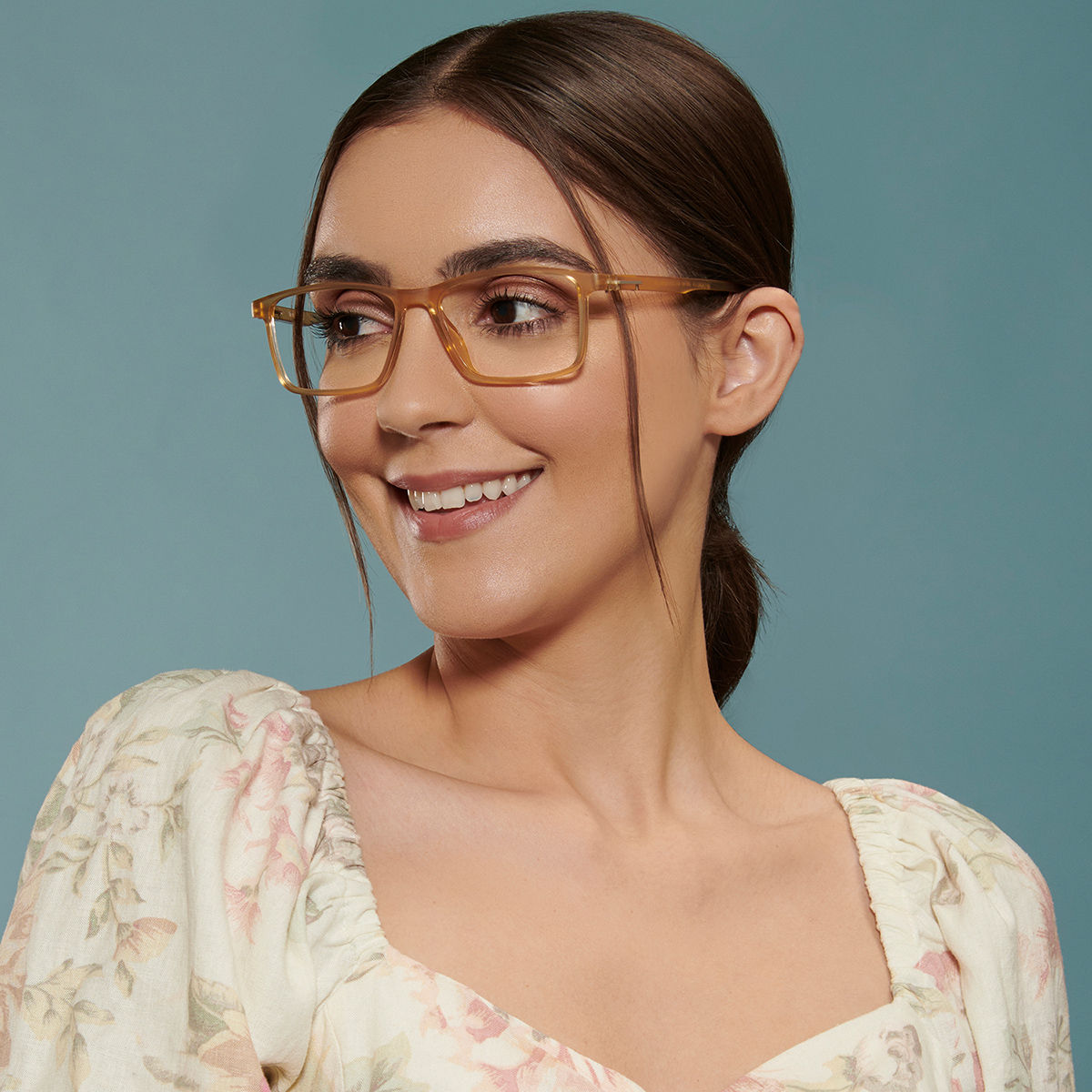 Lenskart Blu Brown Rectangle Medium Blue Cut AntiGlare Zero Power