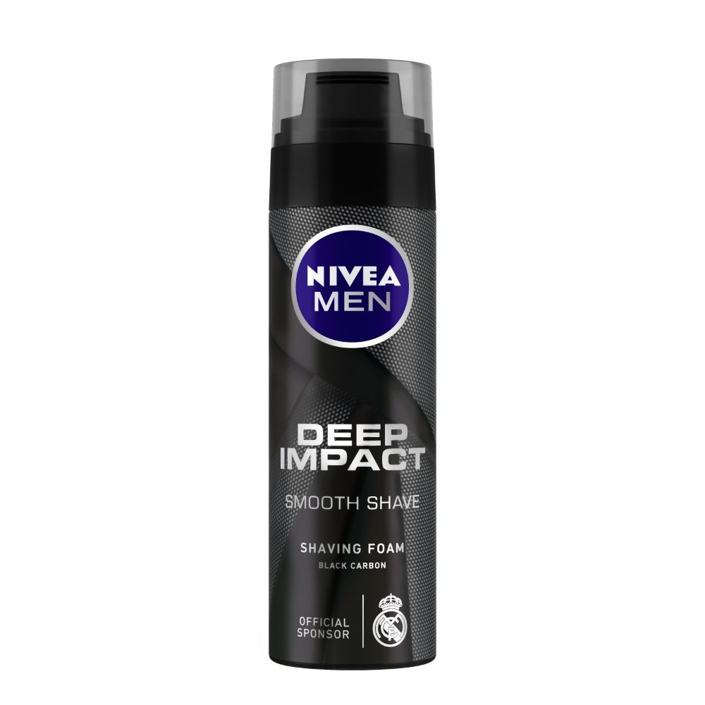 NIVEA Men Shaving, Deep Impact Smooth Shaving Foam, with Black Carbon for Clean & Smooth Razor Glide
