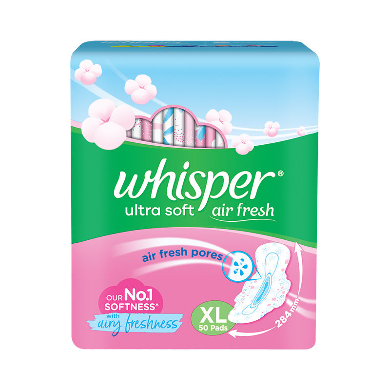 Whisper Ultra Soft Thin XL Sanitary PadsIrritation free & our 1 Softness with soft topsheet,50