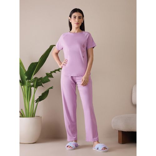 Buy Sweet Dreams Women Purple Solid T-Shirt with Pyjama (Set of