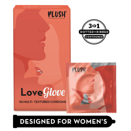 Buy Plush Love Glove Multi Textured Condoms for Her Extra Pleasure - 10 Pcs  Online