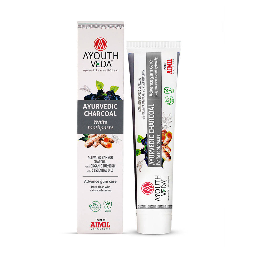 Ayouthveda Ayurvedic Charcoal White Toothpaste with Bamboo Charcoal for Deep Cleaning