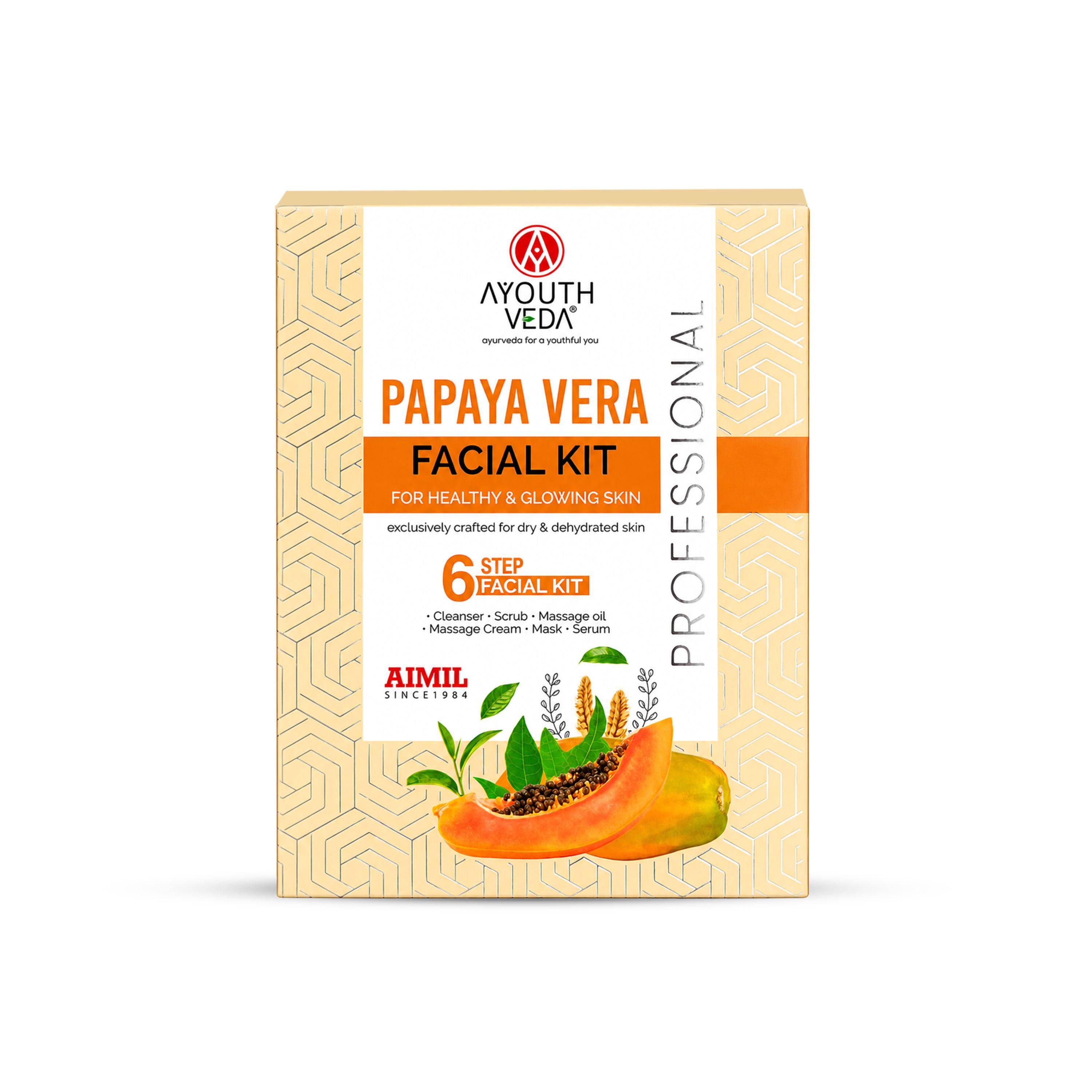 Ayouthveda Papaya Vera Facial Kit - Deep Cleansing & Glow Facial For All Skin Types