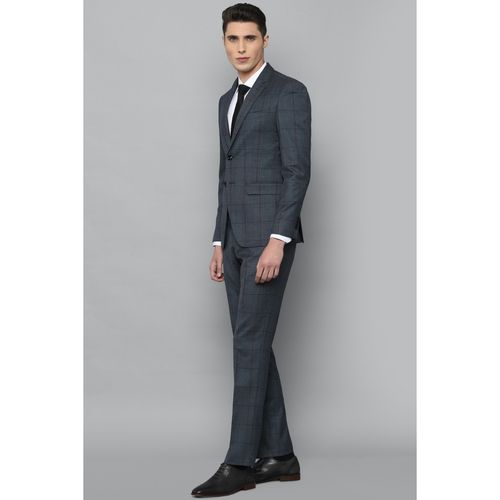 Luxure By Louis Philippe Grey Slim Fit Checks Two Piece Suit