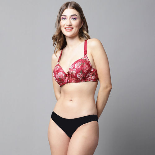 Buy PrettyCat Lightly Padded Underwired Floral Print Multiway Bridal Bra  Panty (Set of 2) online