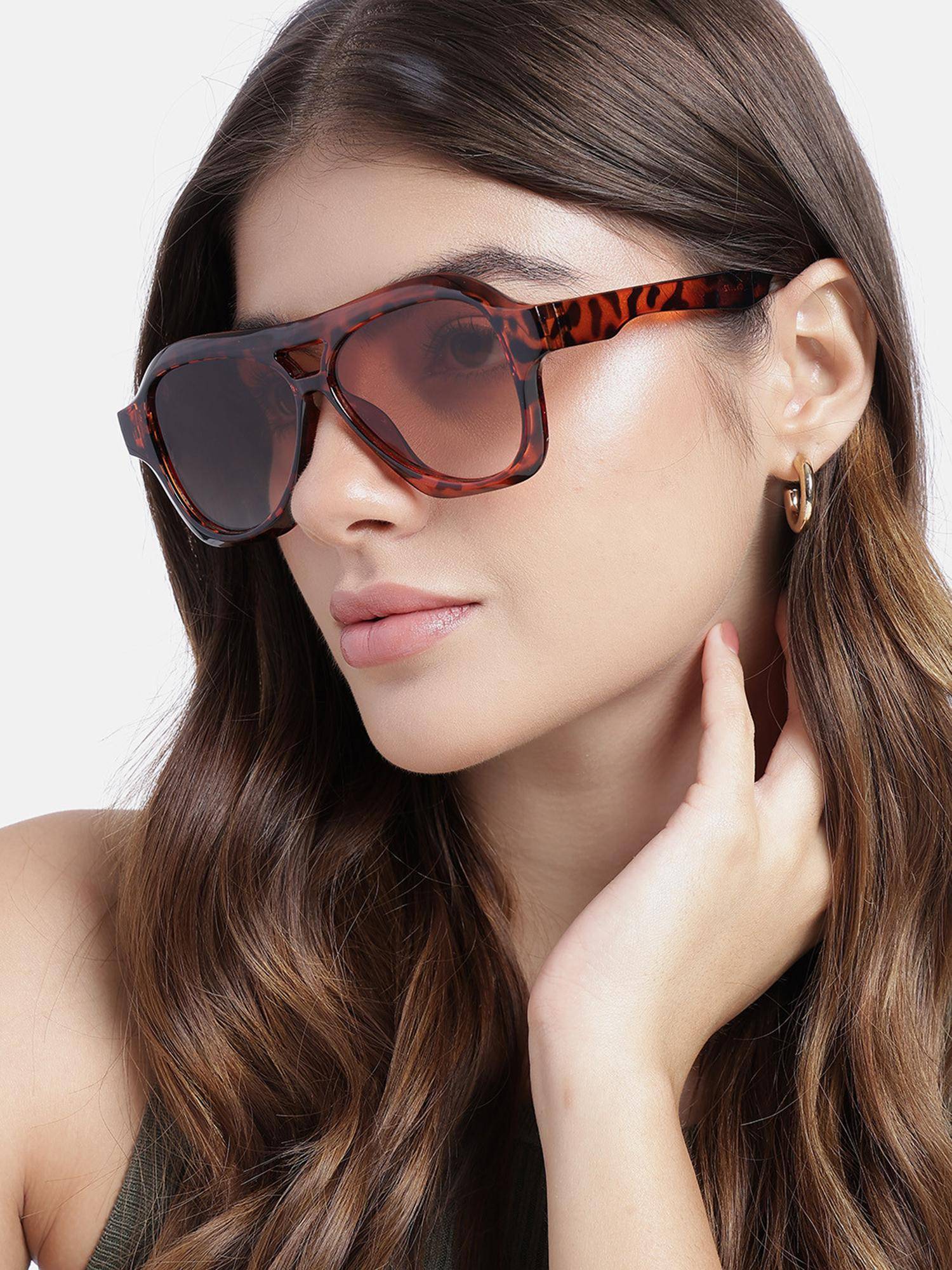 Carlton London Women UV Protected Brown Lens Oval Sunglasses (55)