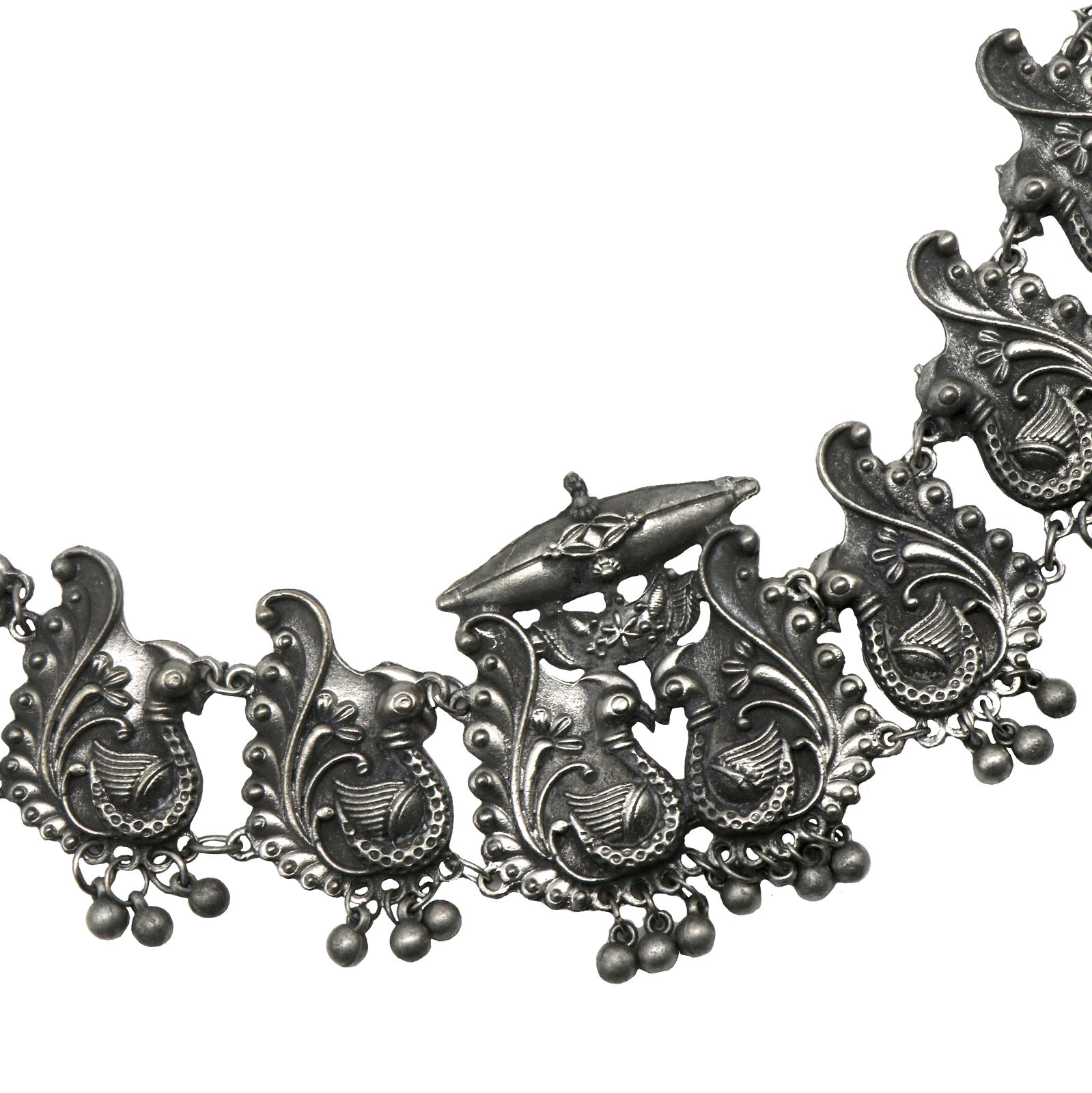 Teejh Suhani Peacock Silver Oxidised Necklace Set For Women: Buy Teejh ...