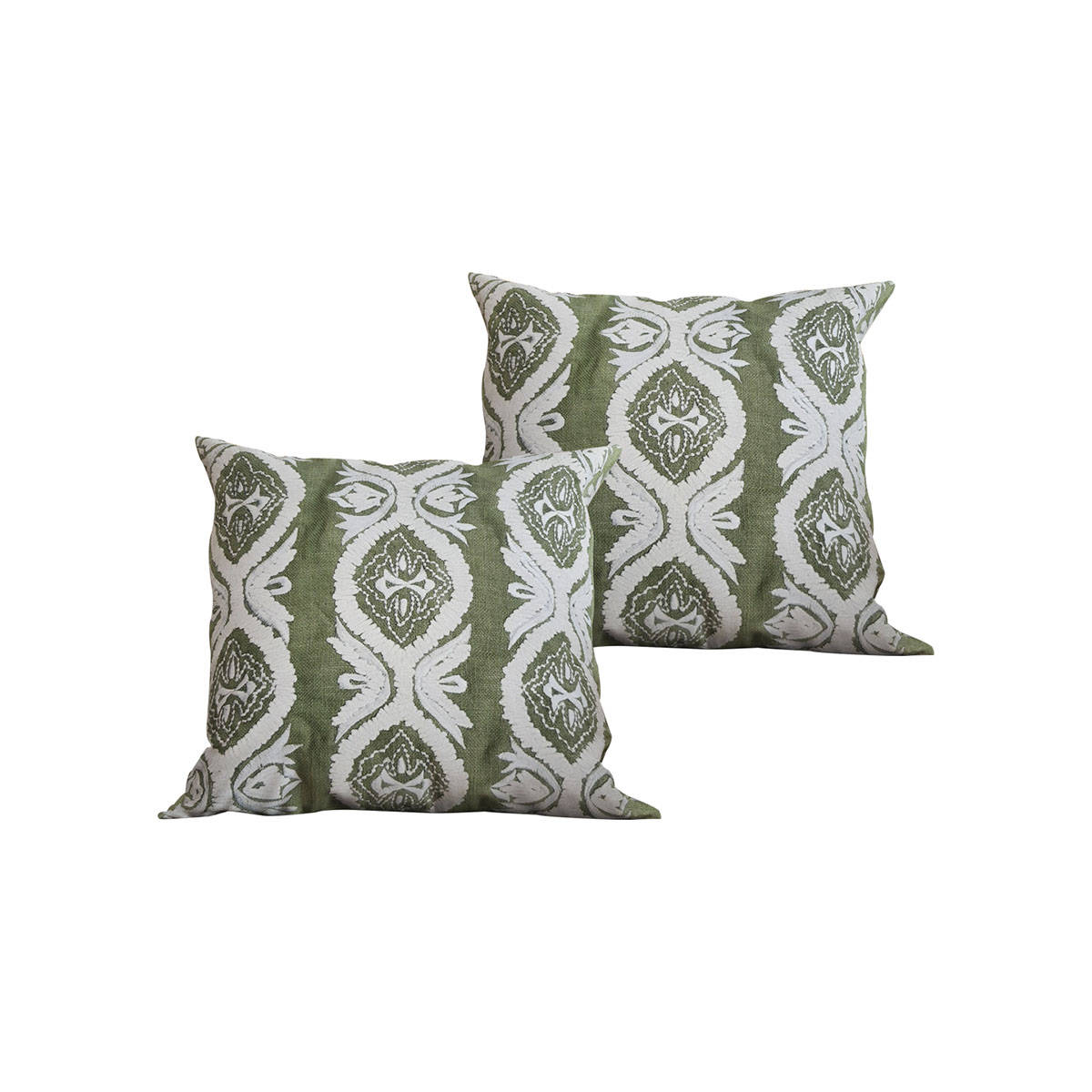 SHADES OF LIFE Cotton Decorative Green Cushion Covers (Emb 16 x 16)