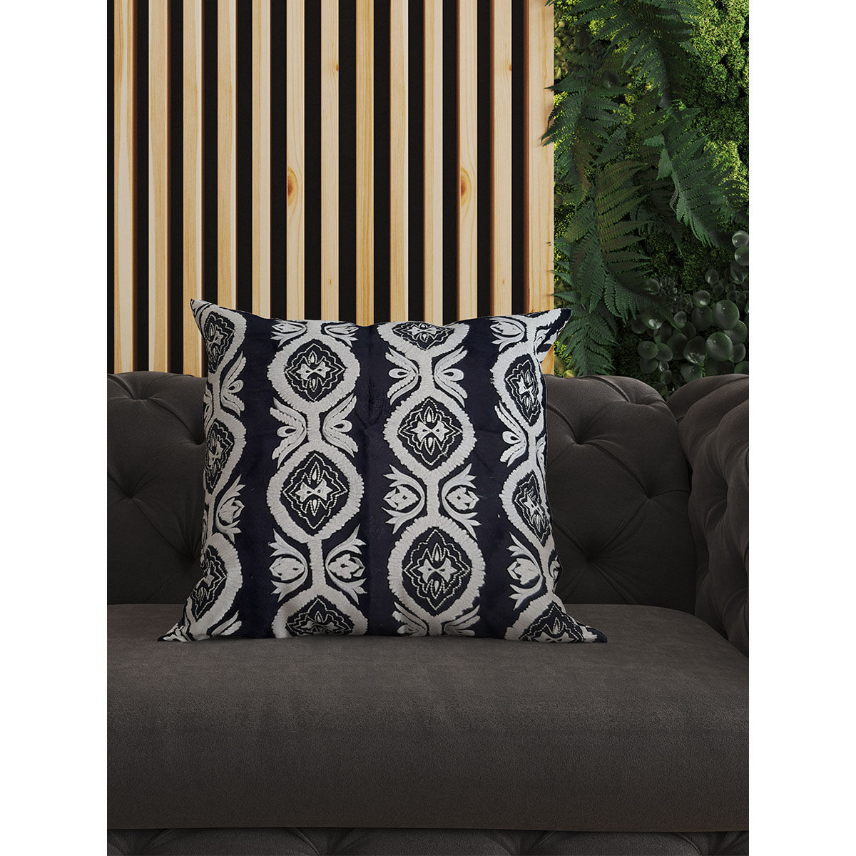 SHADES OF LIFE Cotton Decorative Navy Blue Cushion Covers (Emb 16 x 16) Buy SHADES OF LIFE