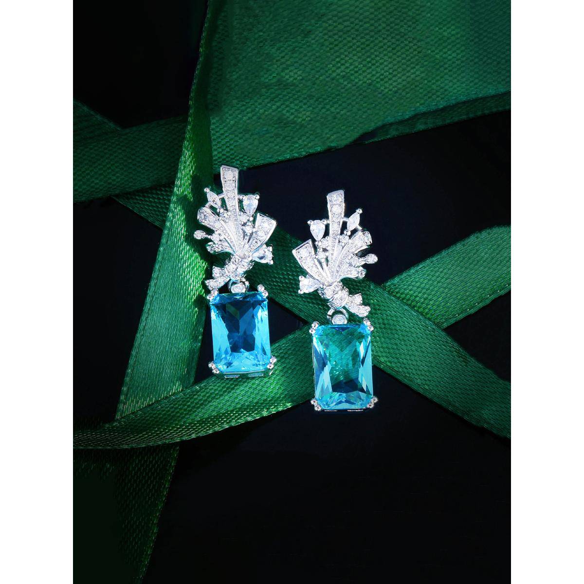 Designs & You Womens Blue Contemporary Teardrop Earrings