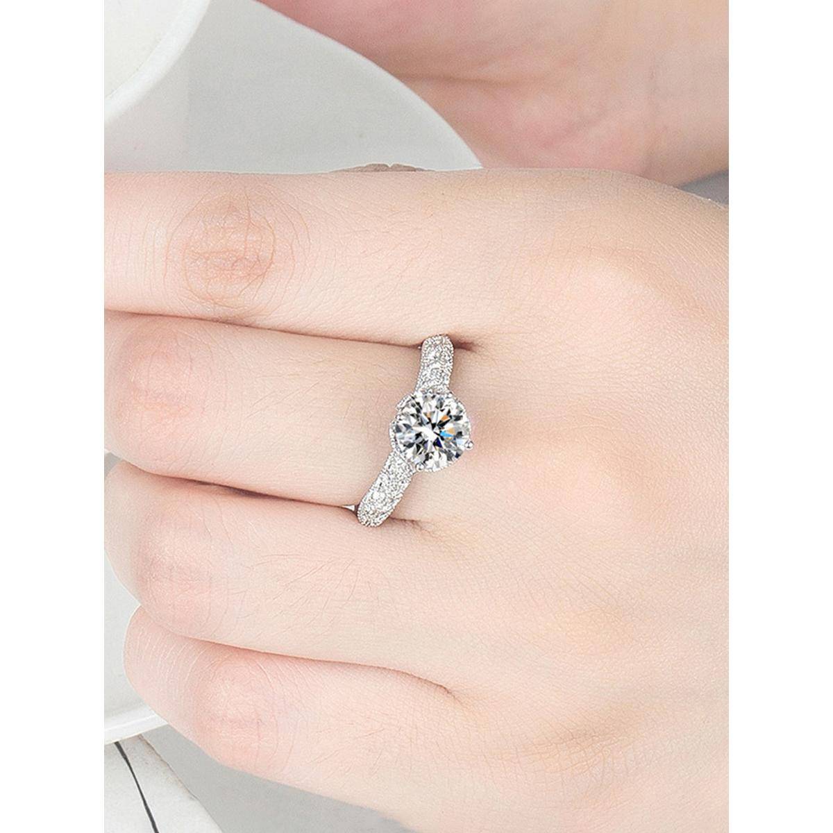 Designs & You Silver Plated American Diamond Stone Studded Adjustable Ring
