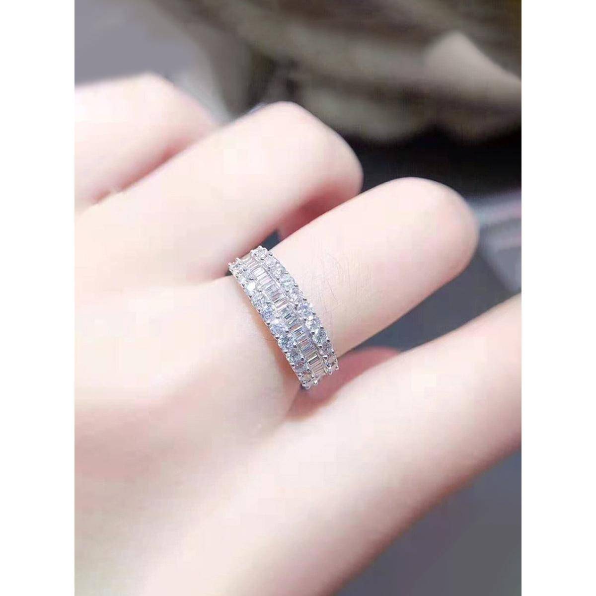 Designs & You White Silver Plated Cubic Zirconia Stone Studded Adjustable Ring
