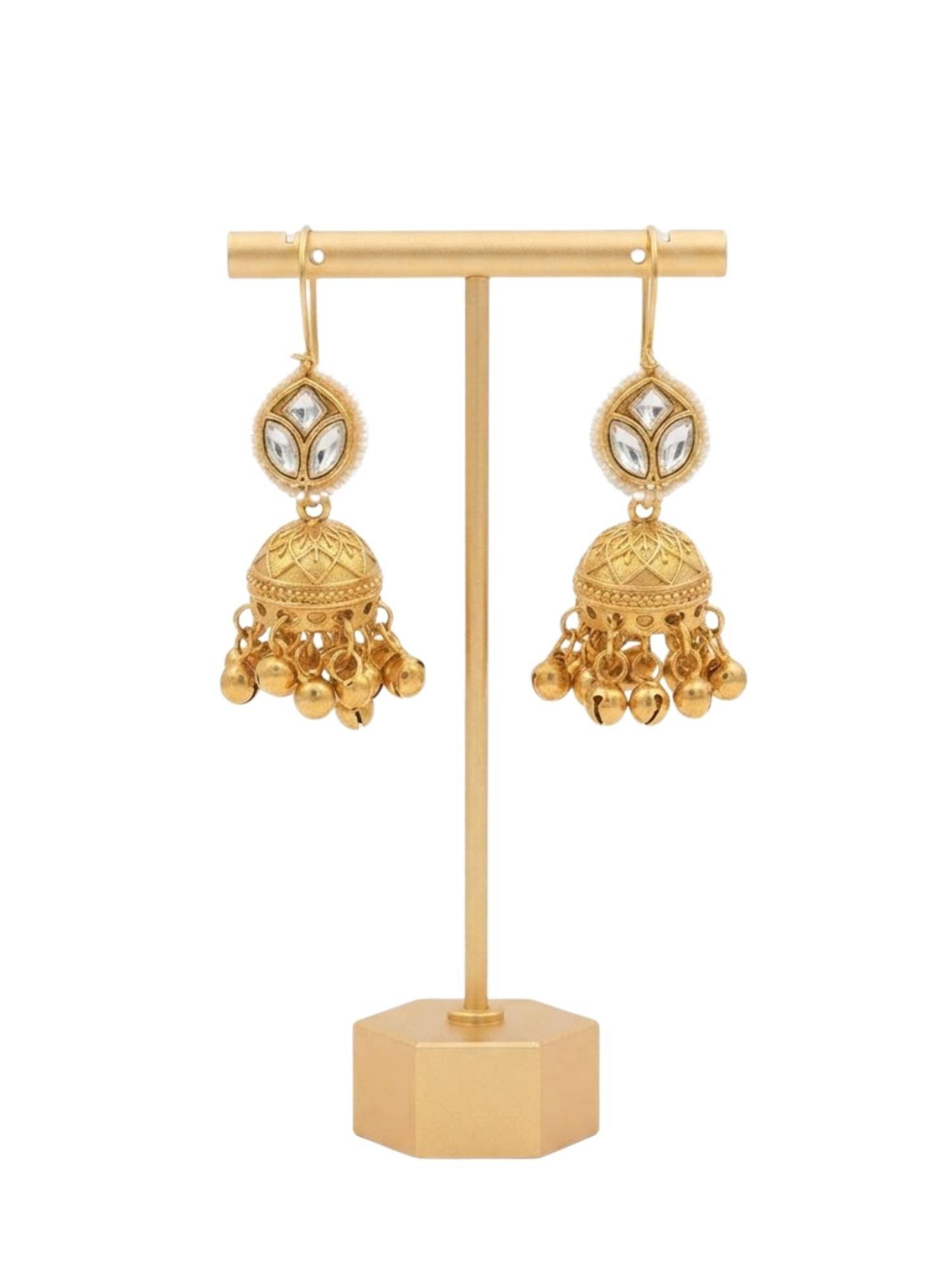 VENI White Brass Gold-Plated Earrings
