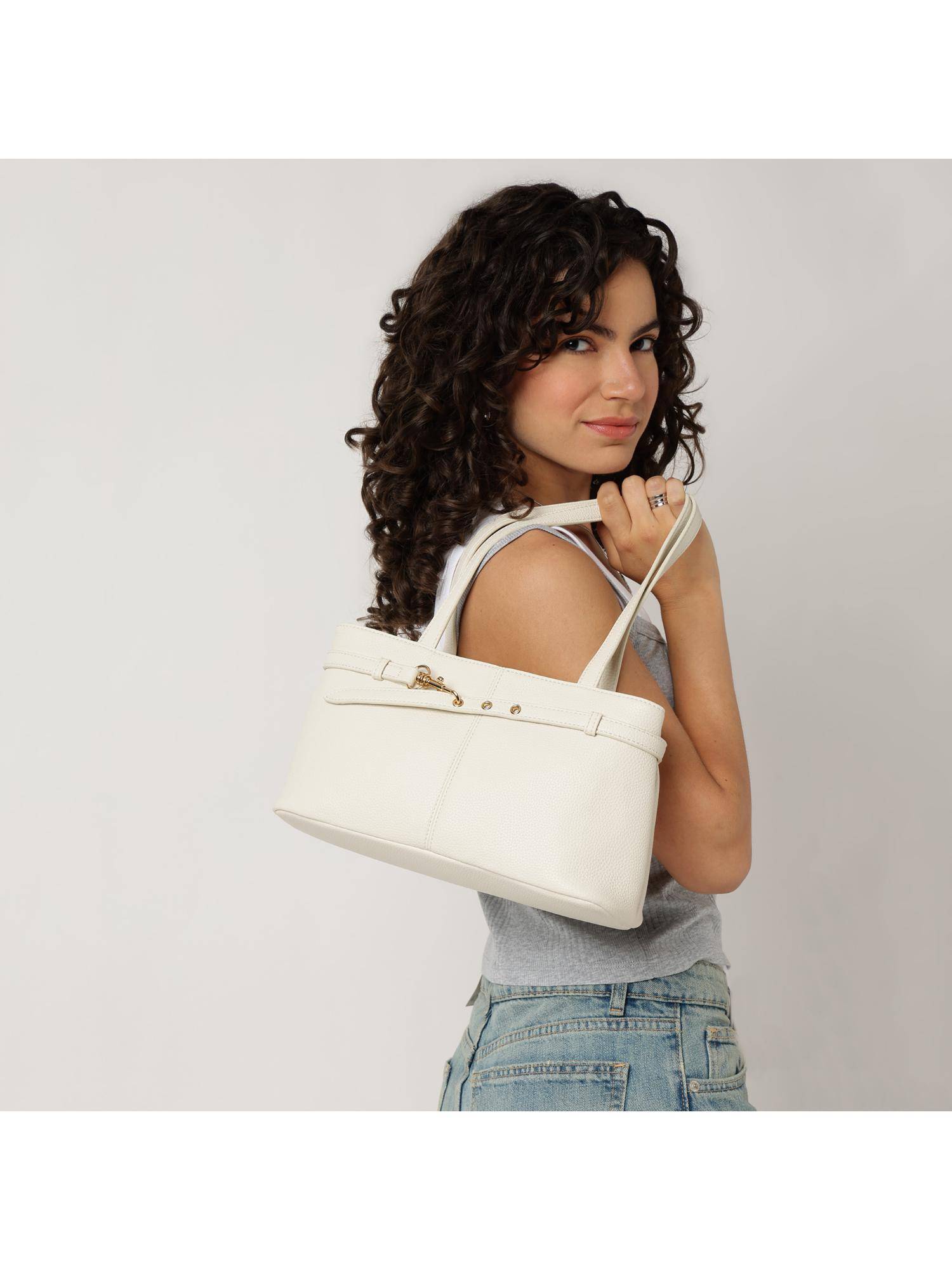 Fastrack Gilded Lock Handbag - Off White