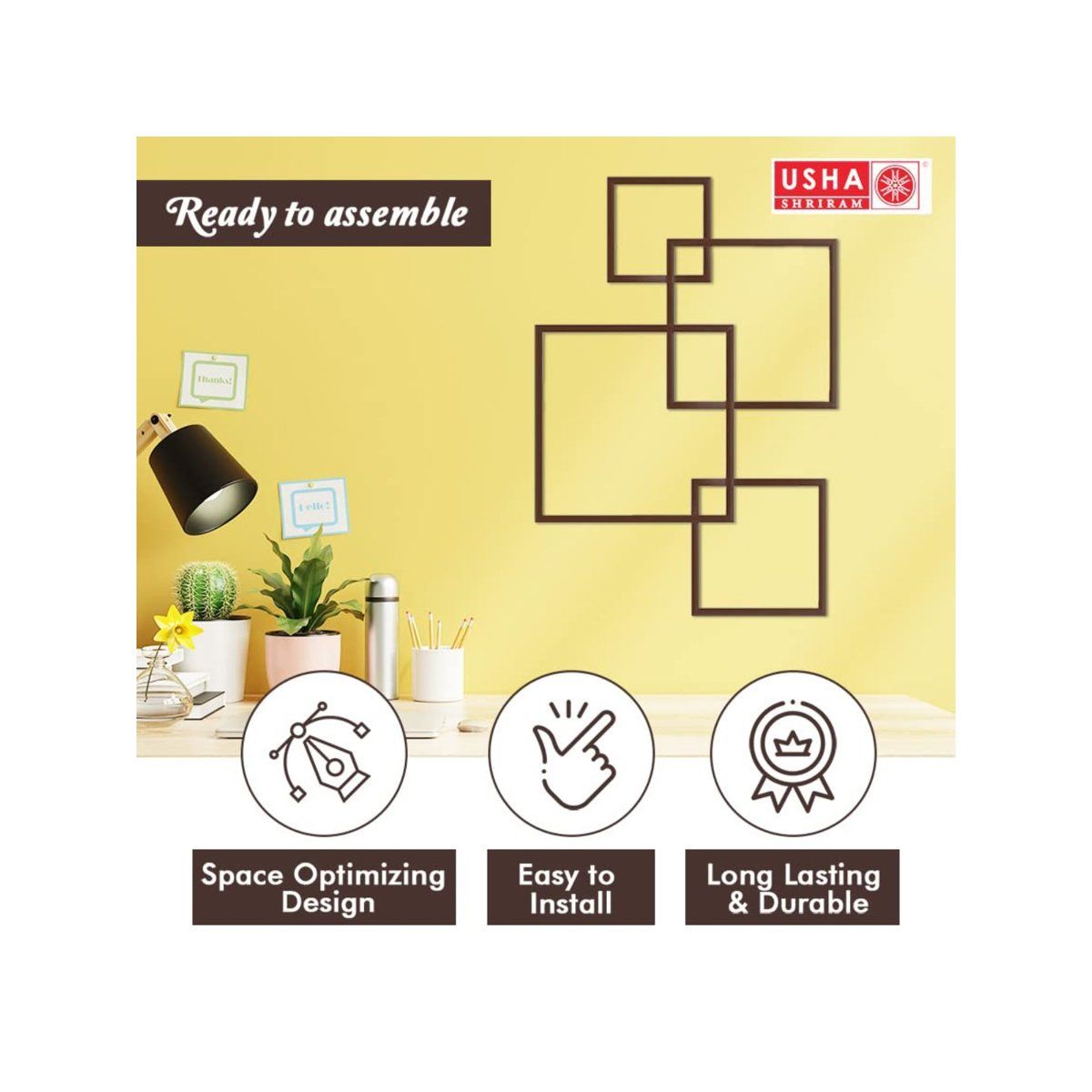 Buy USHA SHRIRAM Set Of 2 (4Pcs Each- White & Brown) Intersecting Wall ...