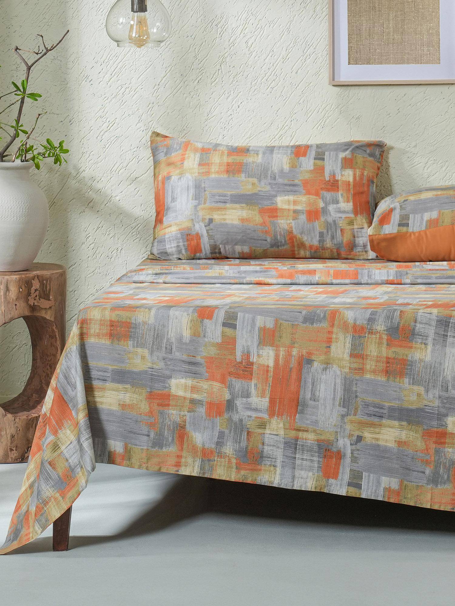 Maspar 100% Cotton Printed Single Bedsheet With 1 Pillow Case