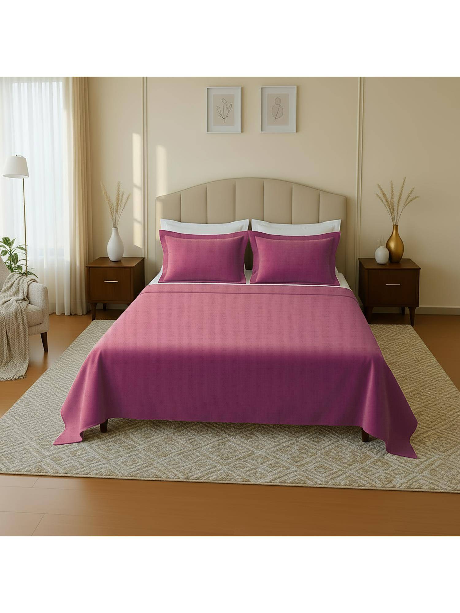 Mayfair Homes London 100 % Cotton 144Tc Queen Size Double Bedsheet Set With 2 Pillow Covers