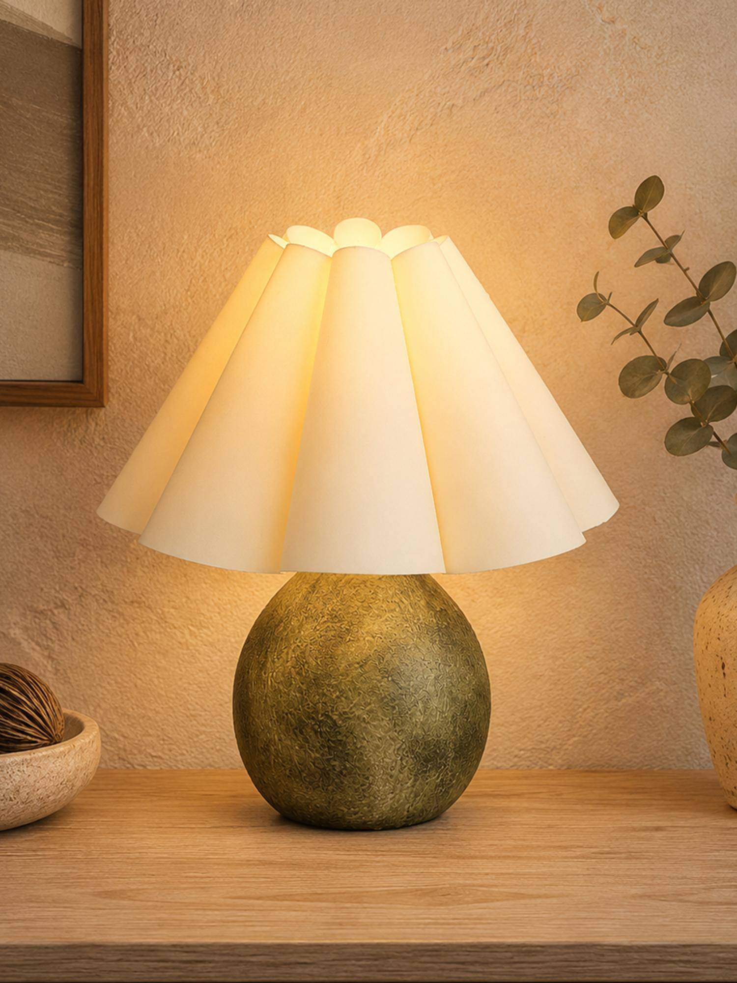 Homesake Artisan Distressed Ceramic Table Lamp With Fabric Shade White
