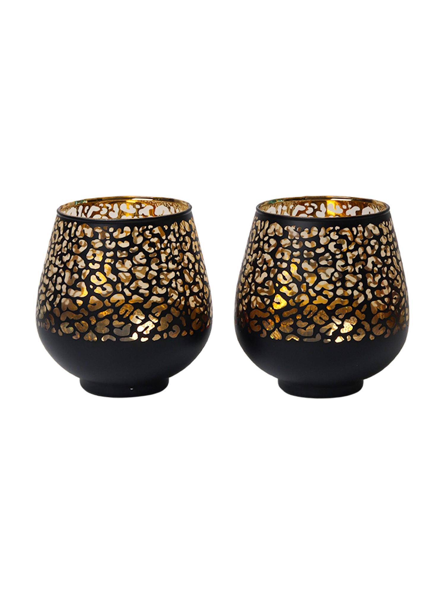 Voncasa Black Cylindrical Face Ceramic Light Holder (Pack of 2)