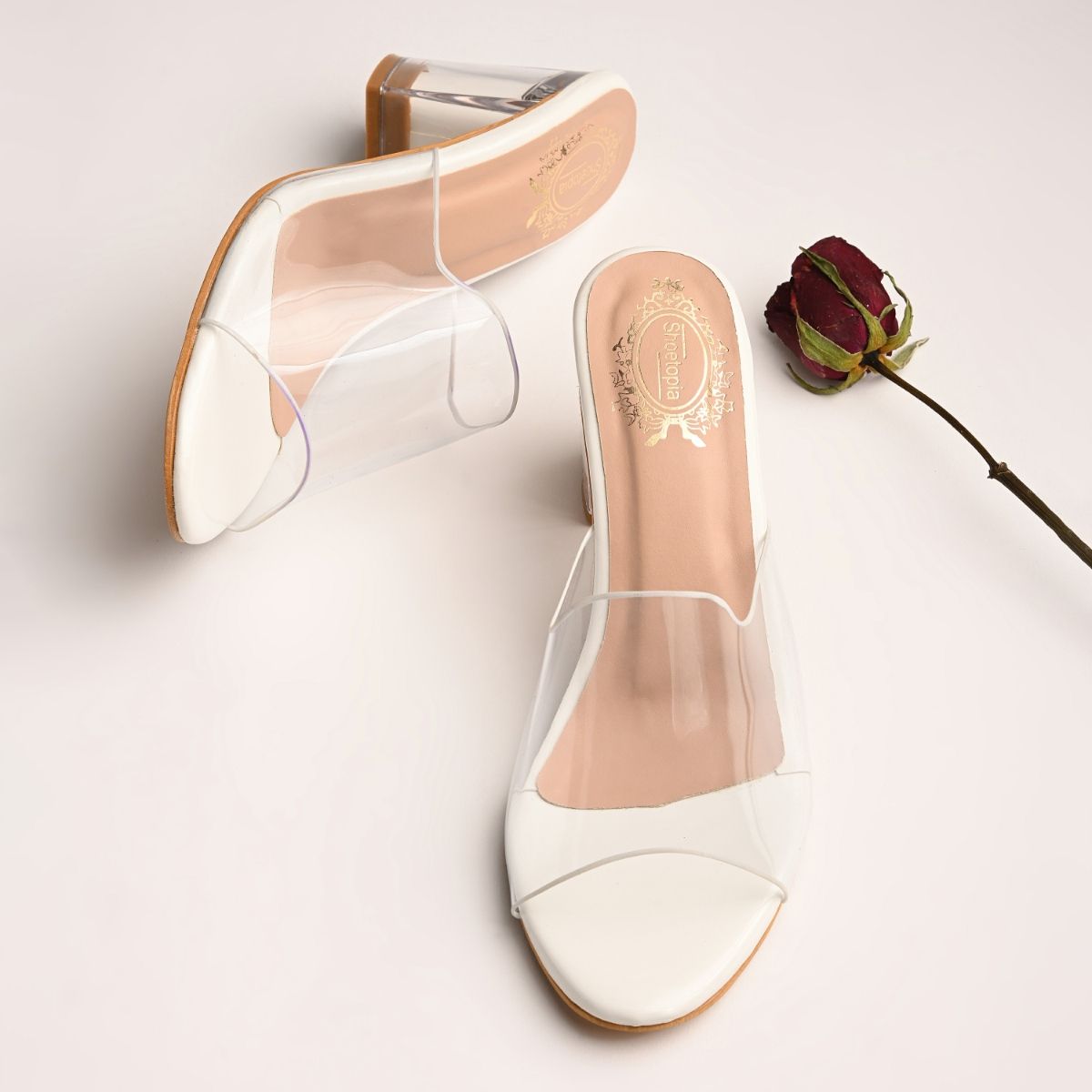 Shoetopia Women White Block Heels (Euro 38)
